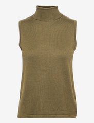 Minus - Raka knit turtleneck - knitted vests - dark olive melange - 0