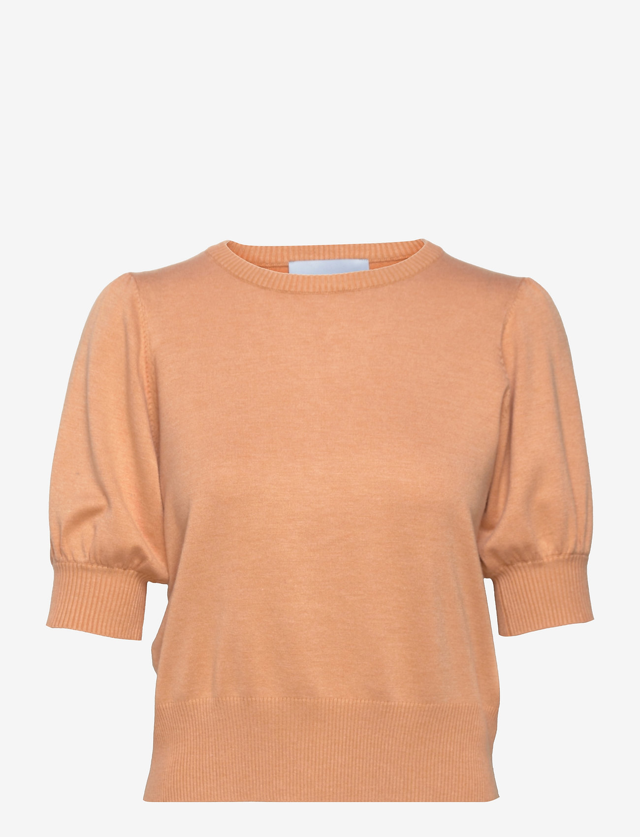 Minus - Liva Strik T-Shirt - gensere - apricot tan melange - 0