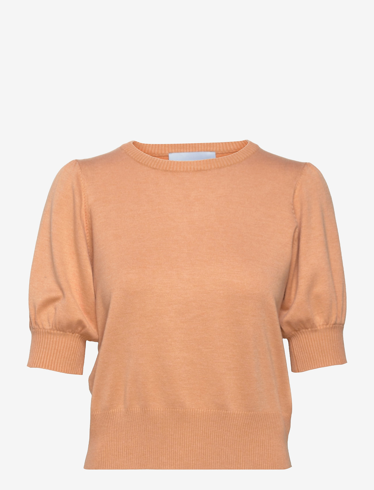 Minus - Liva Strik T-Shirt - kortærmede bluser - apricot tan melange - 1