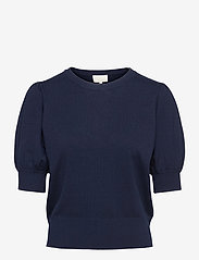Minus - Liva Strik T-Shirt - laveste priser - black iris solid - 0