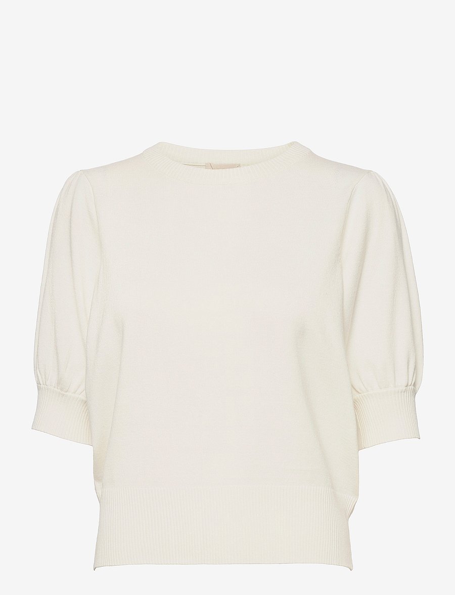Minus - Liva Strik T-Shirt - kortærmede bluser - broken white - 1