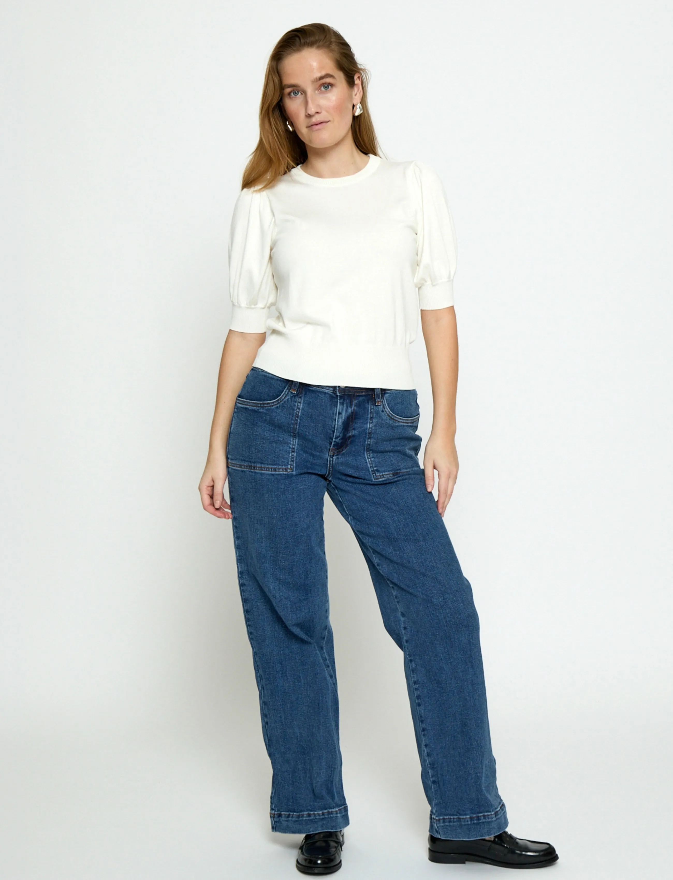 Minus - Liva Strik T-Shirt - kortærmede bluser - broken white - 5