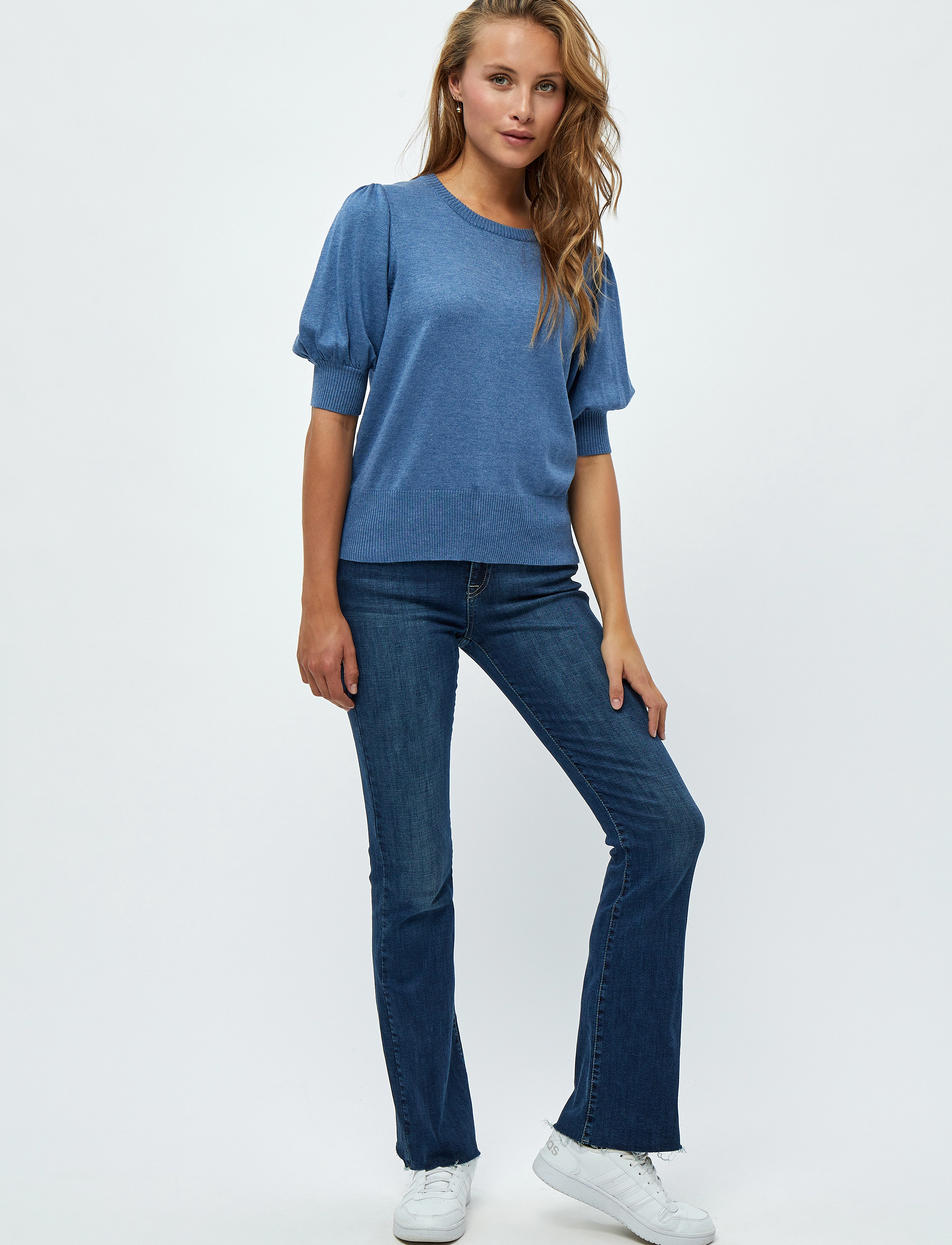 Minus - Liva Strik T-Shirt - kortærmede bluser - denim blue melange - 4