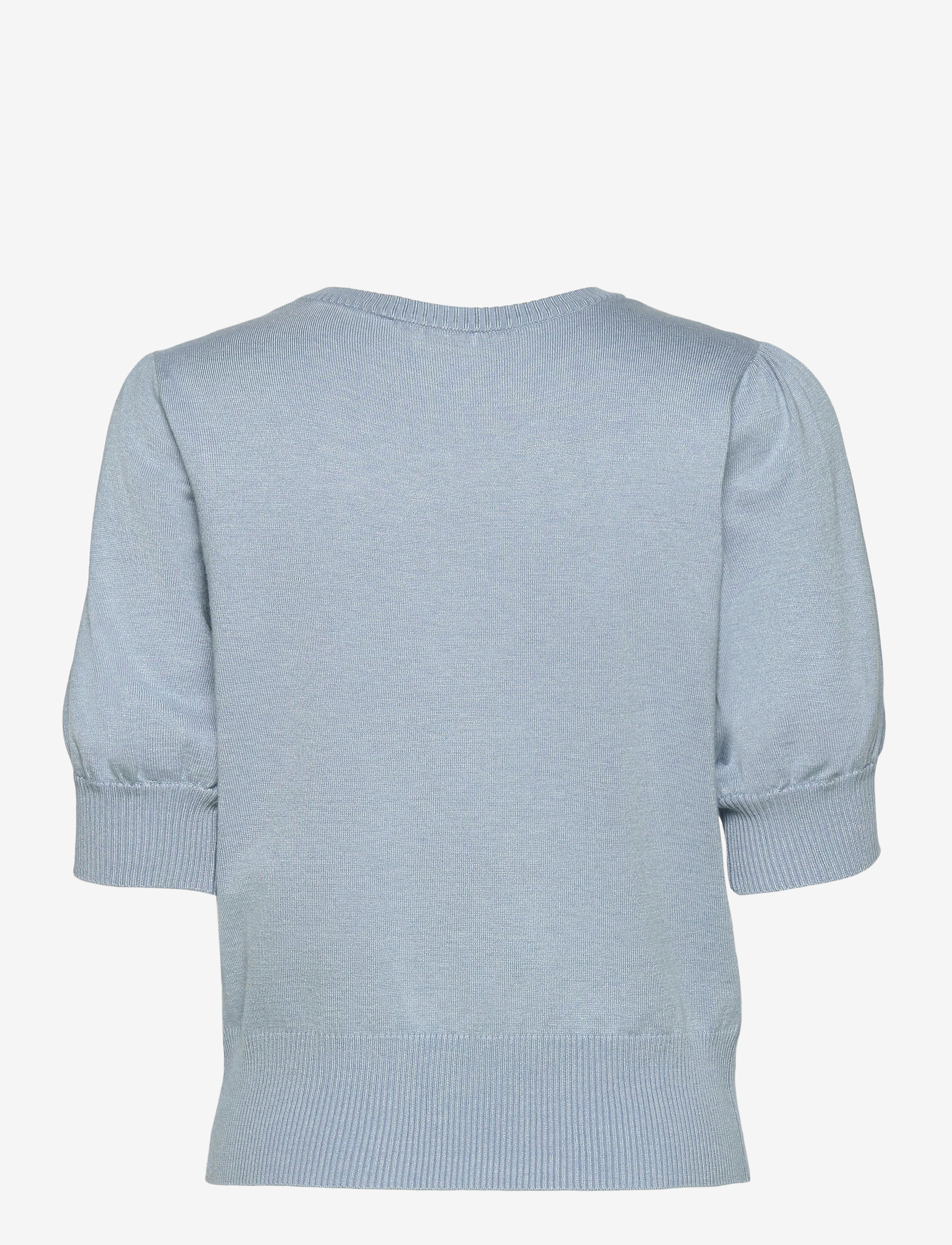 Minus - Liva Strik T-Shirt - kortærmede bluser - dusty blue melange - 2