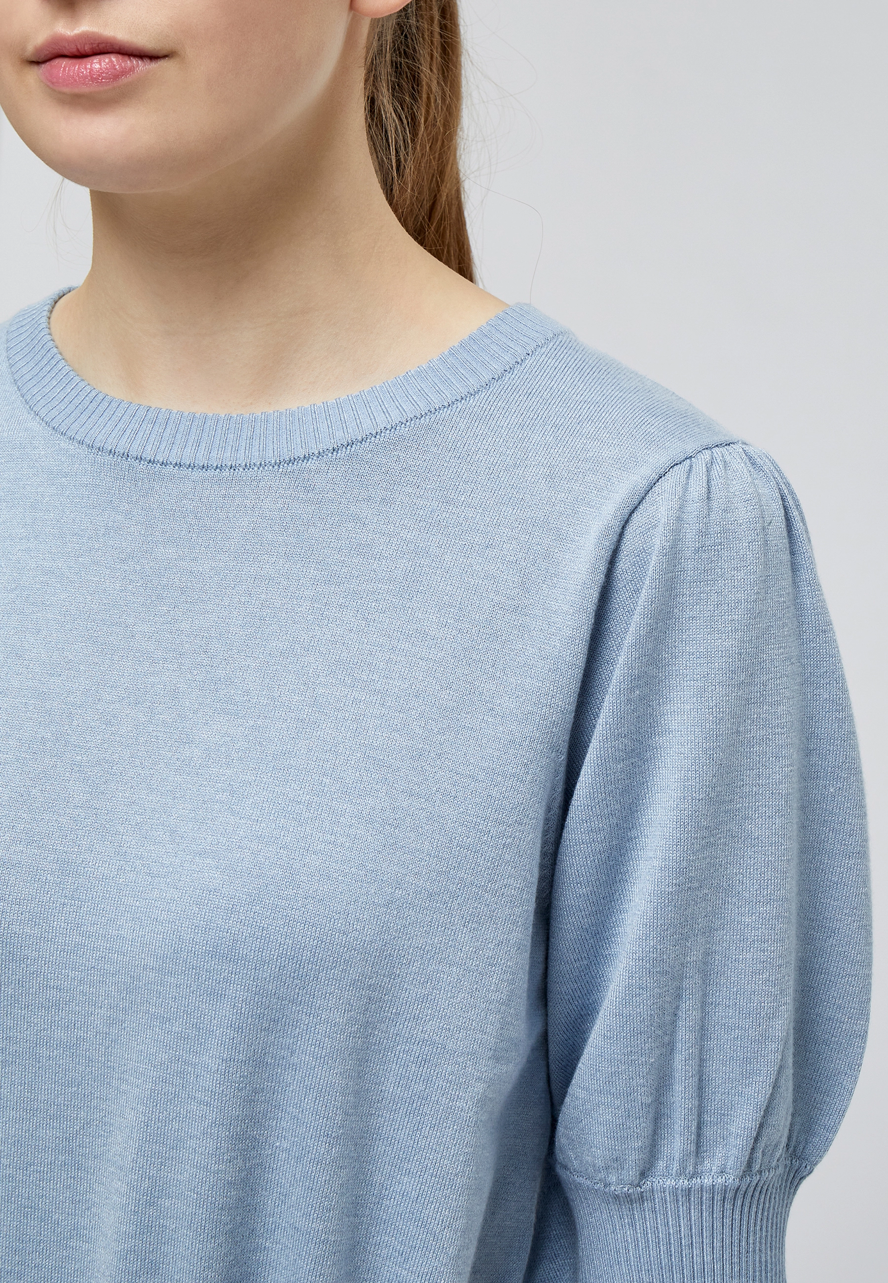 Minus - Liva Strik T-Shirt - kortærmede bluser - dusty blue melange - 4