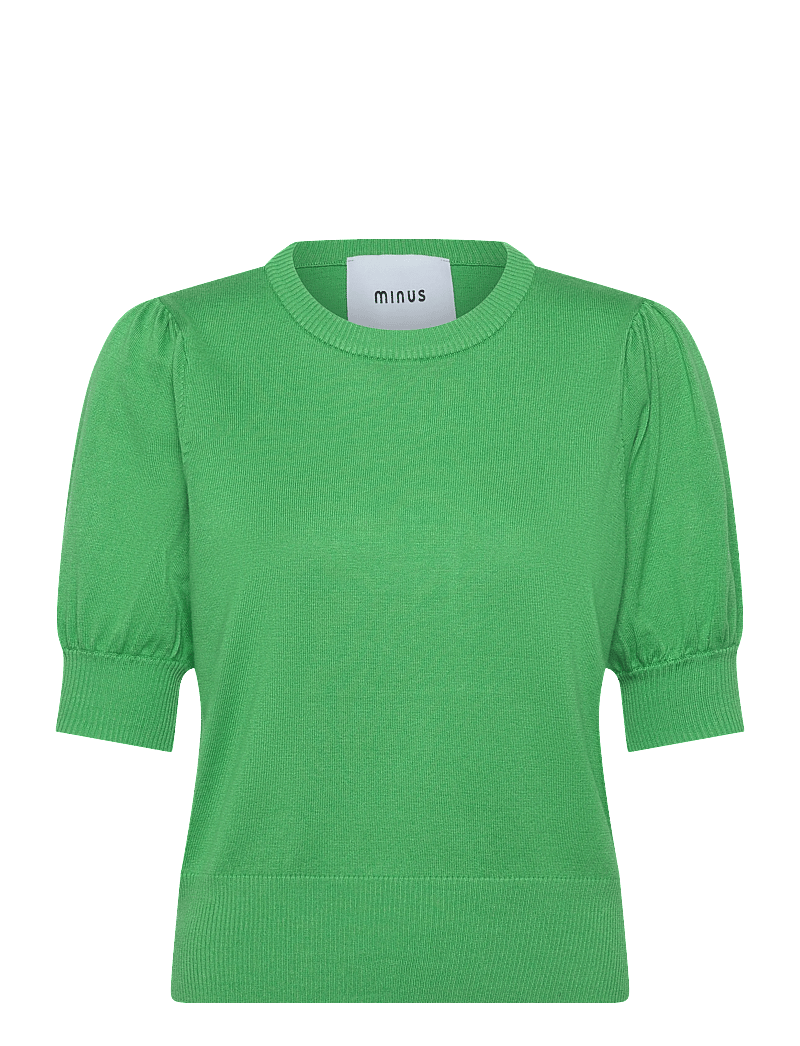 Minus - Liva Strik T-Shirt - kurzämlige blusen - greenbriar - 0