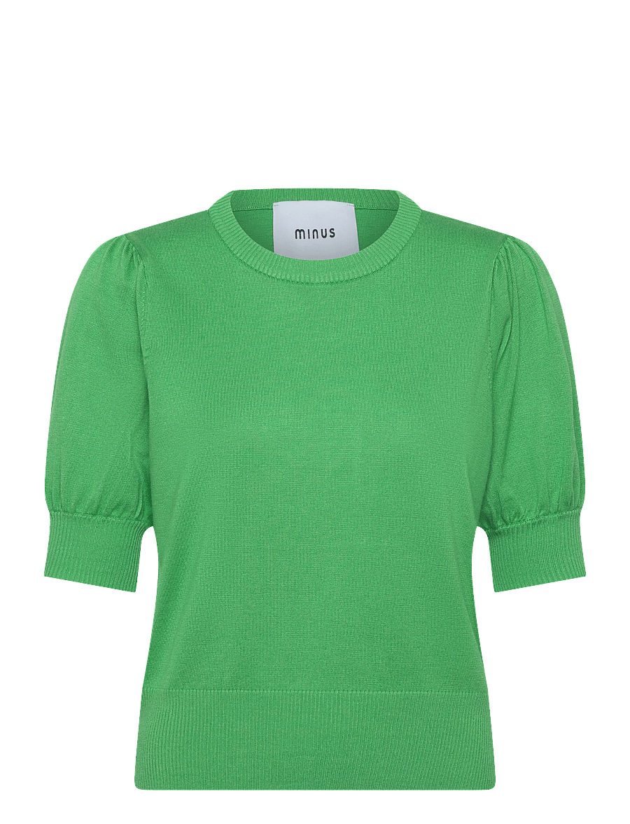 Minus - Liva Strik T-Shirt - kurzämlige blusen - greenbriar - 1