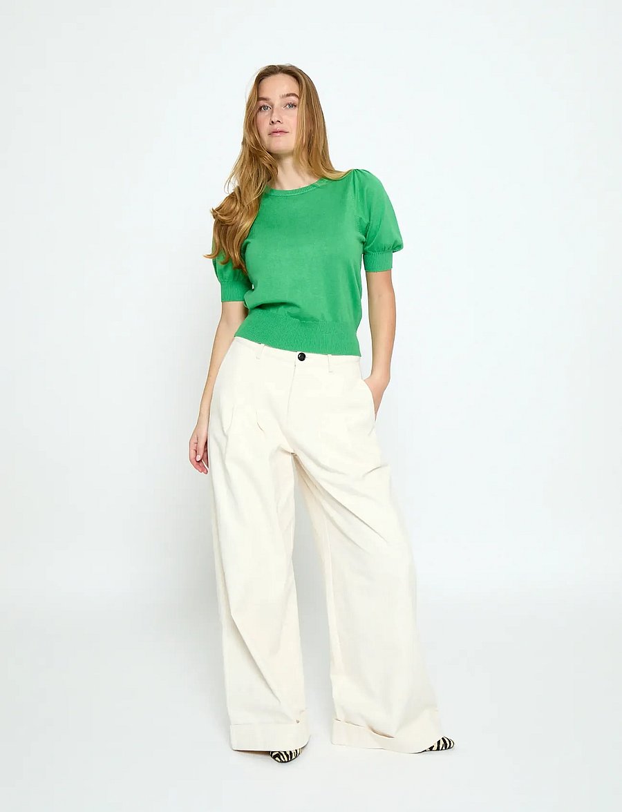Minus - Liva Strik T-Shirt - kurzämlige blusen - greenbriar - 4