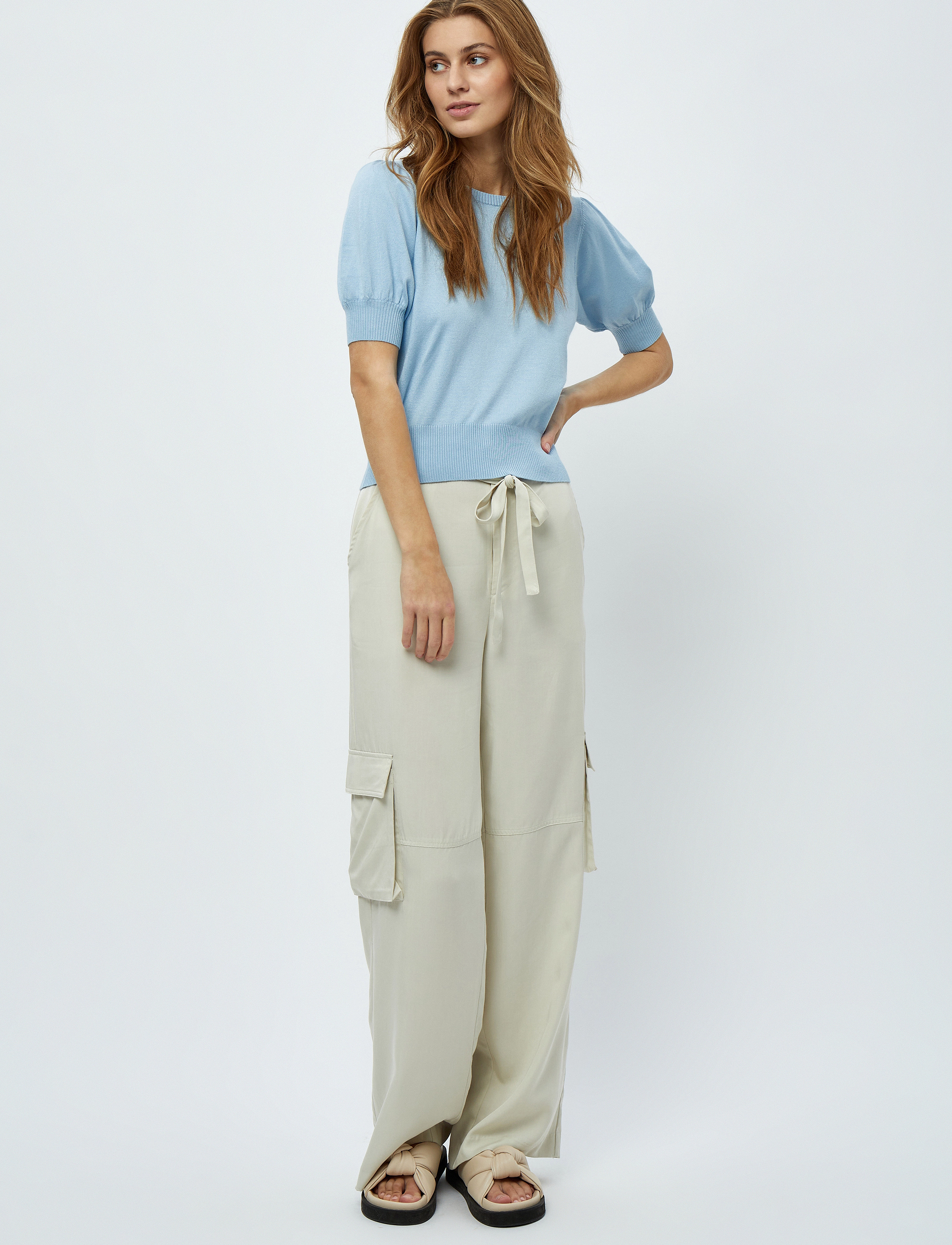 Minus - Liva Strik T-Shirt - kortærmede bluser - ice blue - 4