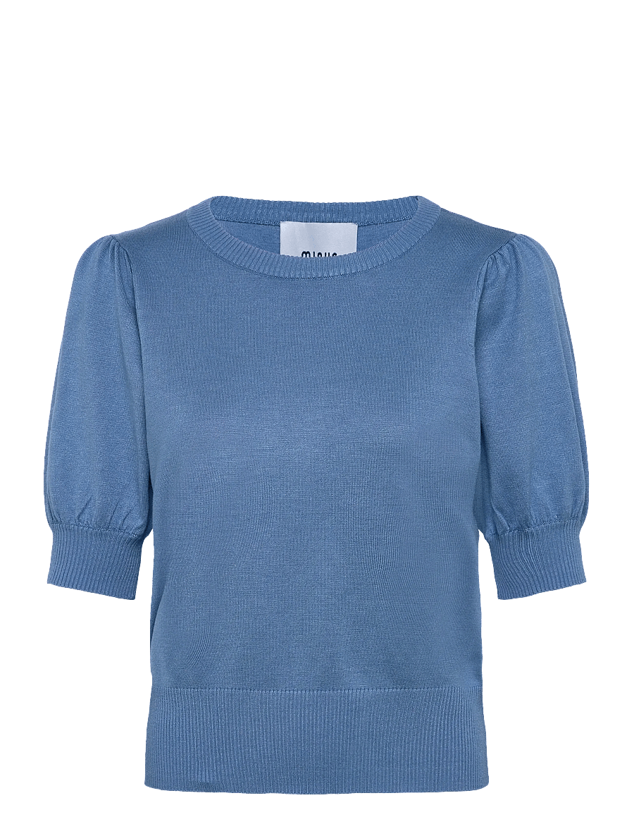Minus - Liva Strik T-Shirt - kortärmade blusar - parisian blue - 1