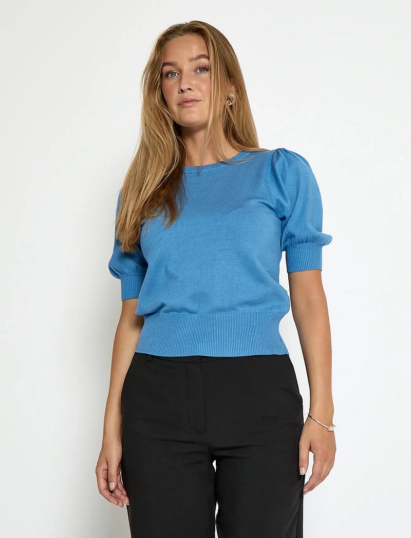 Minus - Liva Strik T-Shirt - lühikeste varrukatega pluusid - parisian blue - 0