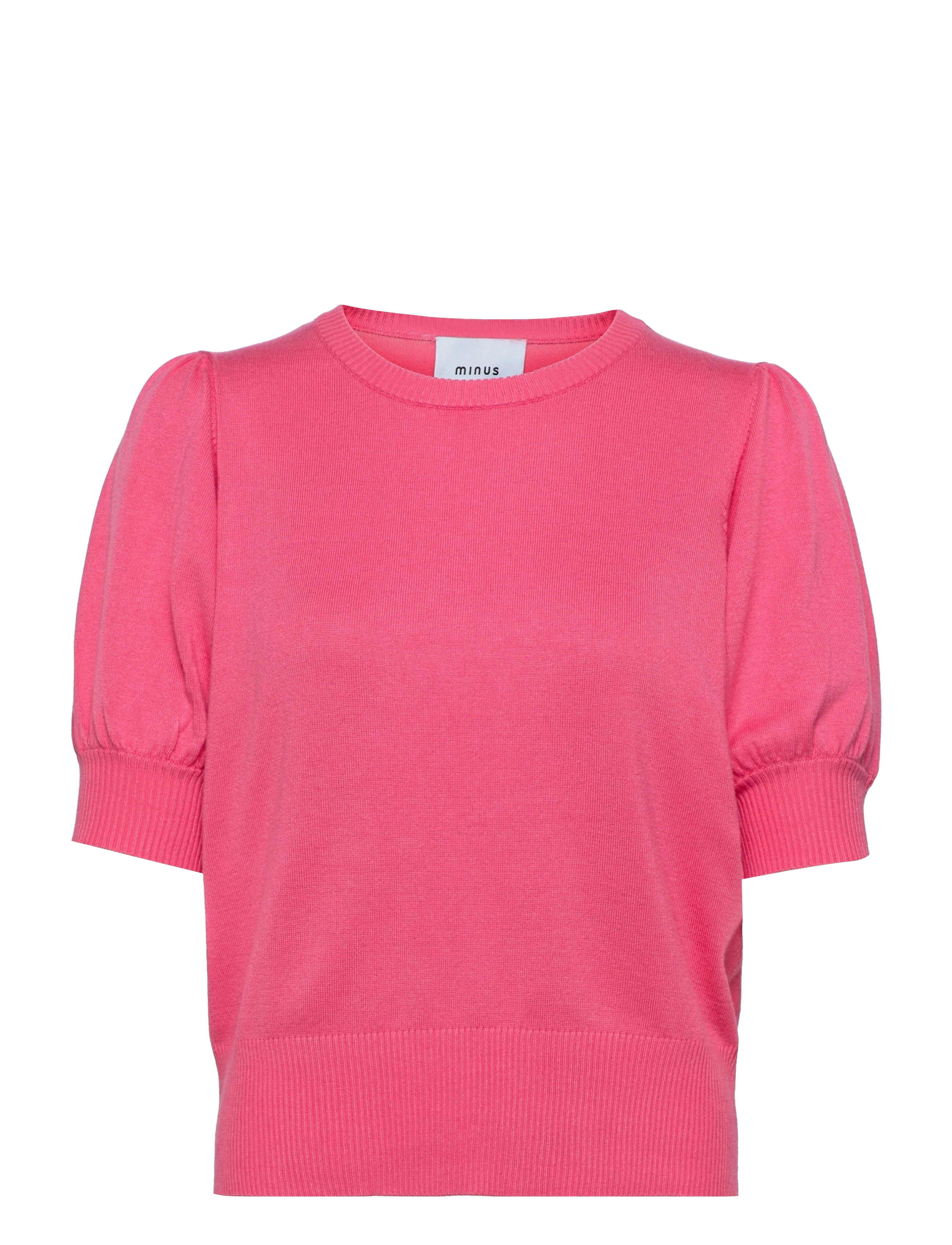 Minus - Liva Strik T-Shirt - kortärmade blusar - pink flamingo - 1