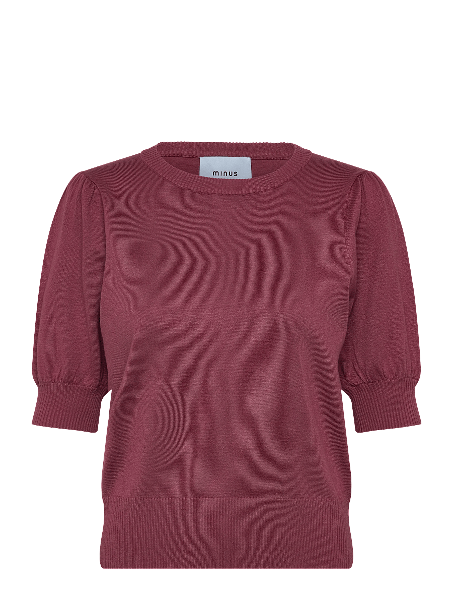 Minus - Liva Strik T-Shirt - kortärmade blusar - roan rouge - 1