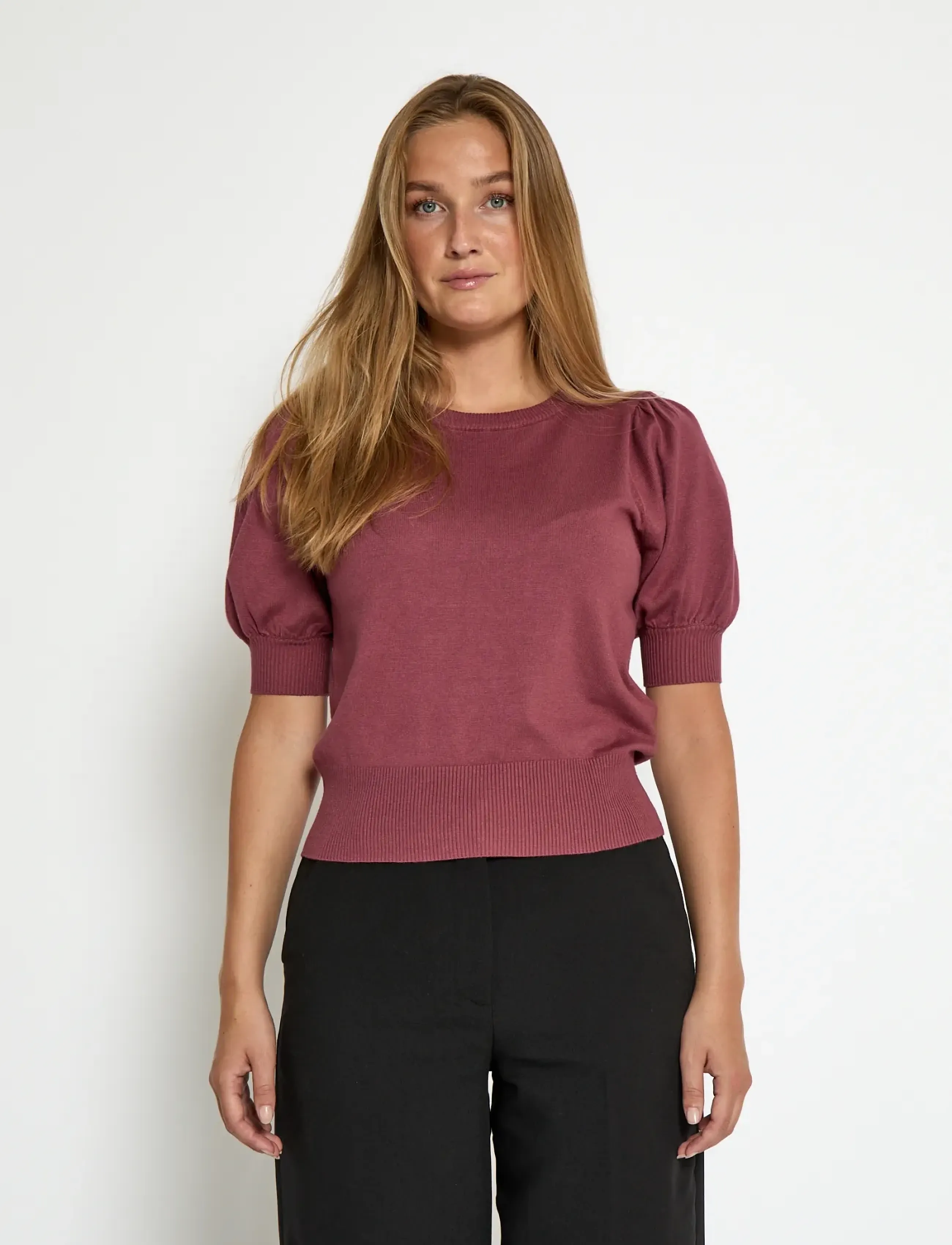 Minus Liva Strik T-Shirt, S, Pink, Strik > Trøjer, Dame