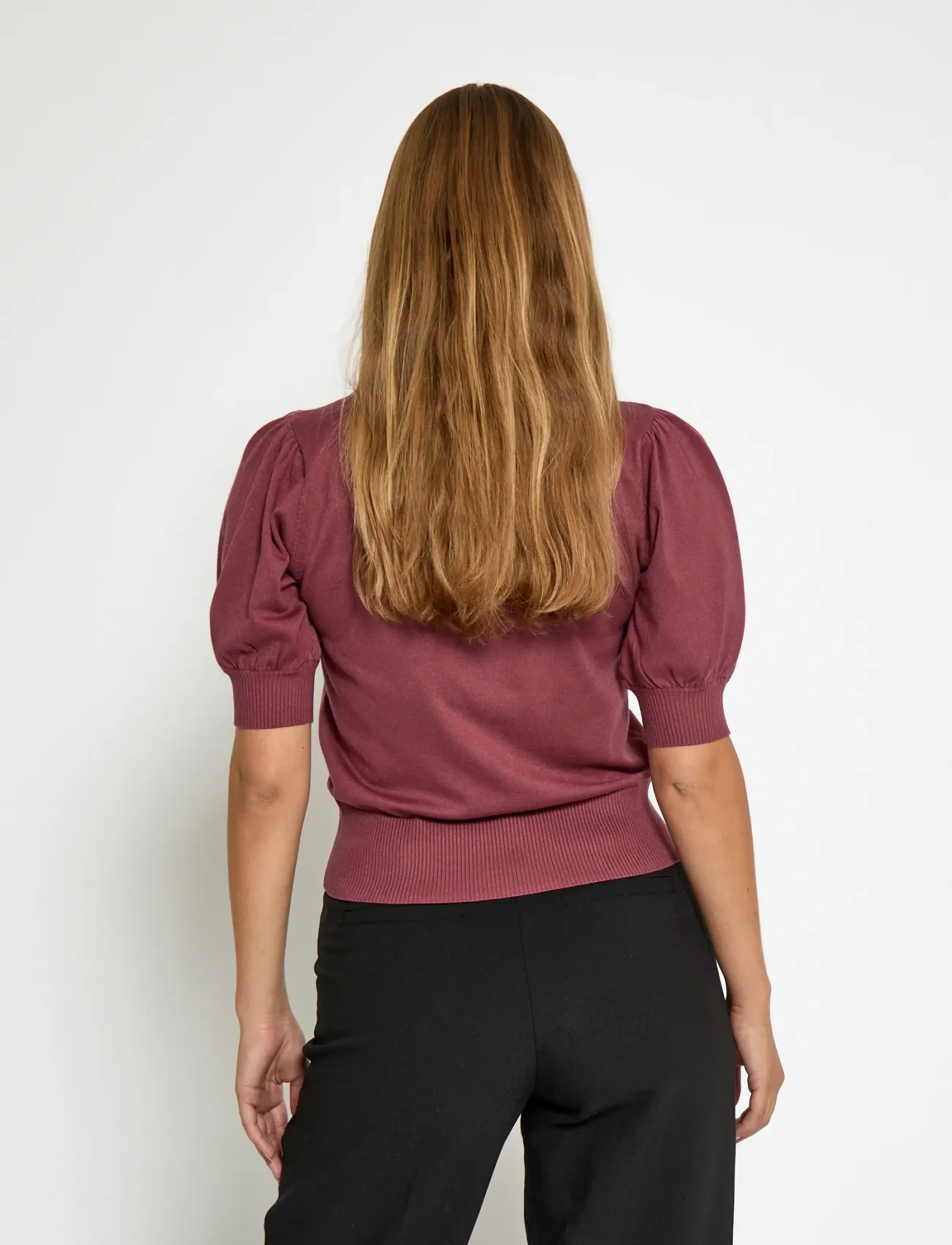 Minus - Liva Strik T-Shirt - short-sleeved blouses - roan rouge - 3