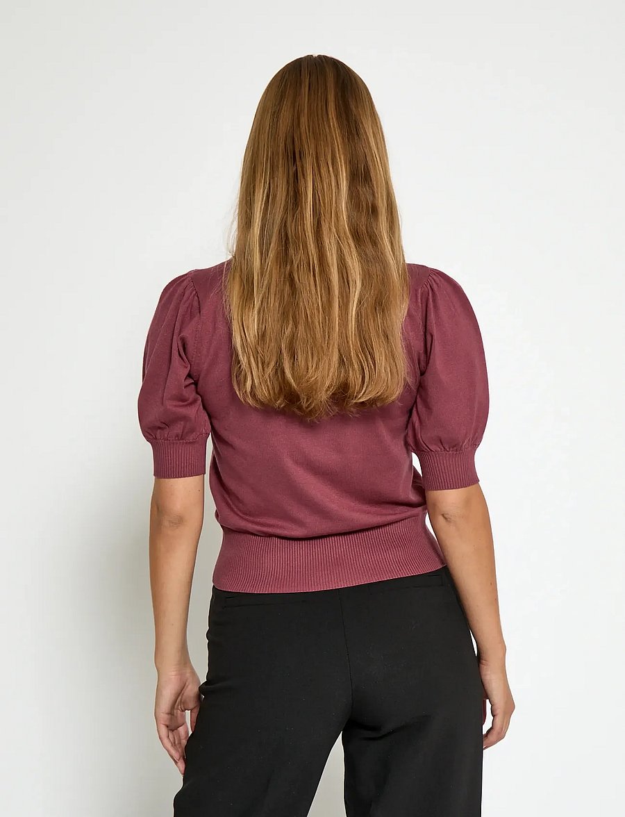 Minus - Liva Strik T-Shirt - kortärmade blusar - roan rouge - 3