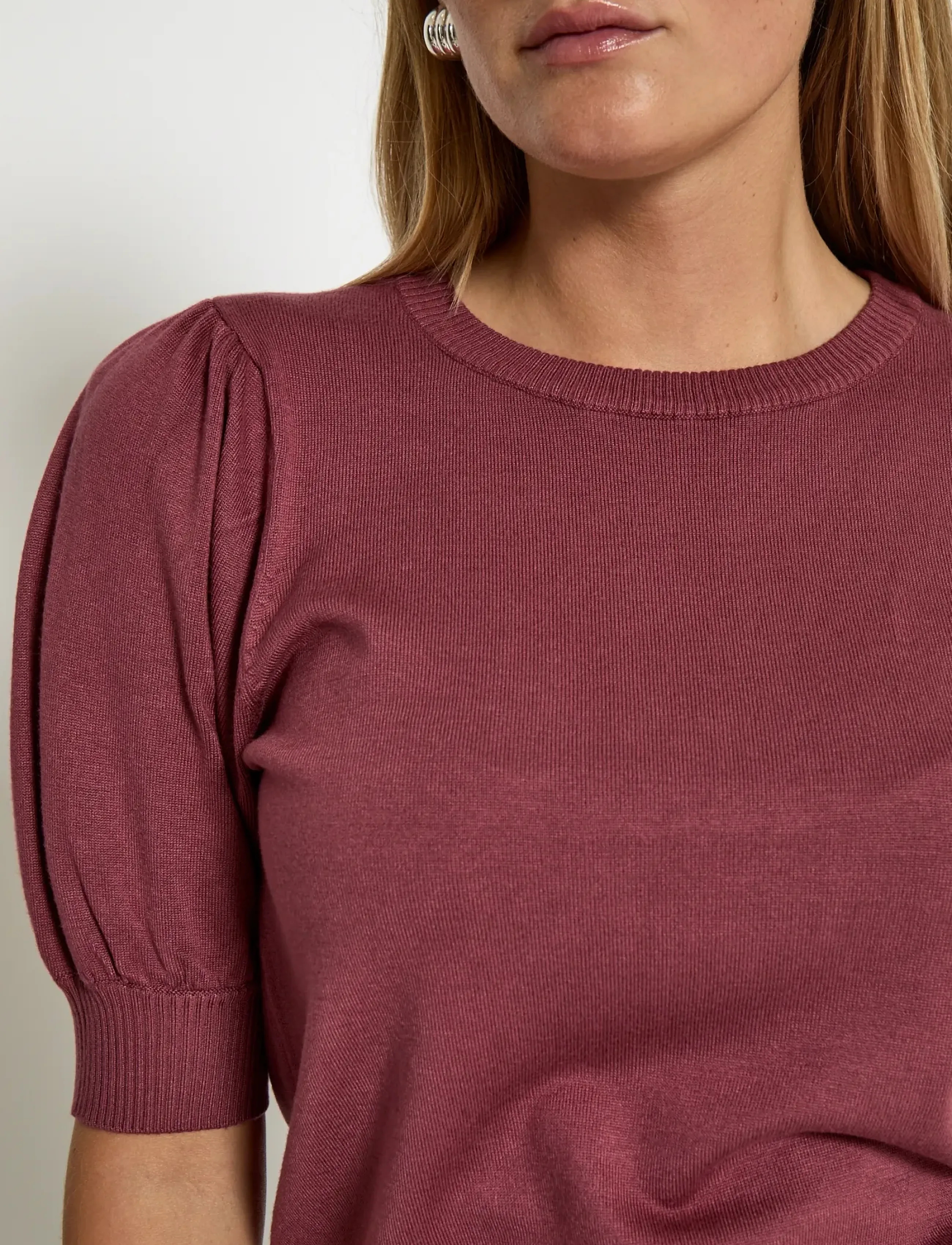 Minus - Liva Strik T-Shirt - short-sleeved blouses - roan rouge - 5