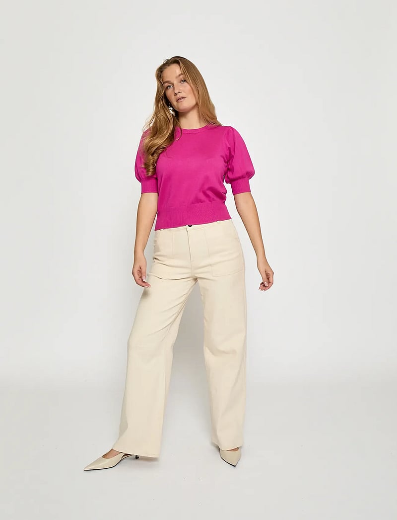 Minus - Liva Strik T-Shirt - kortærmede bluser - rose violet - 4