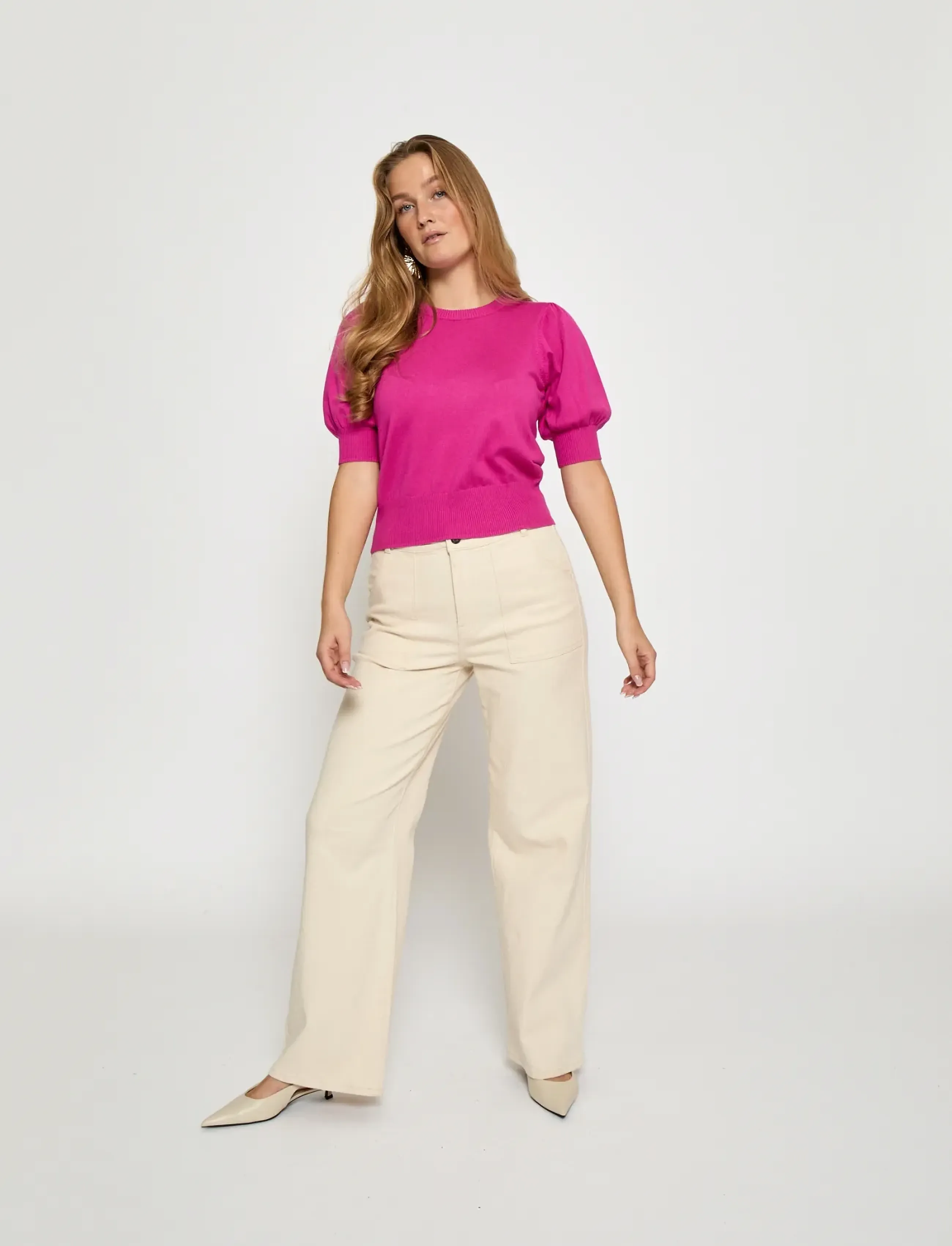 Minus - Liva Strik T-Shirt - kortærmede bluser - rose violet - 4
