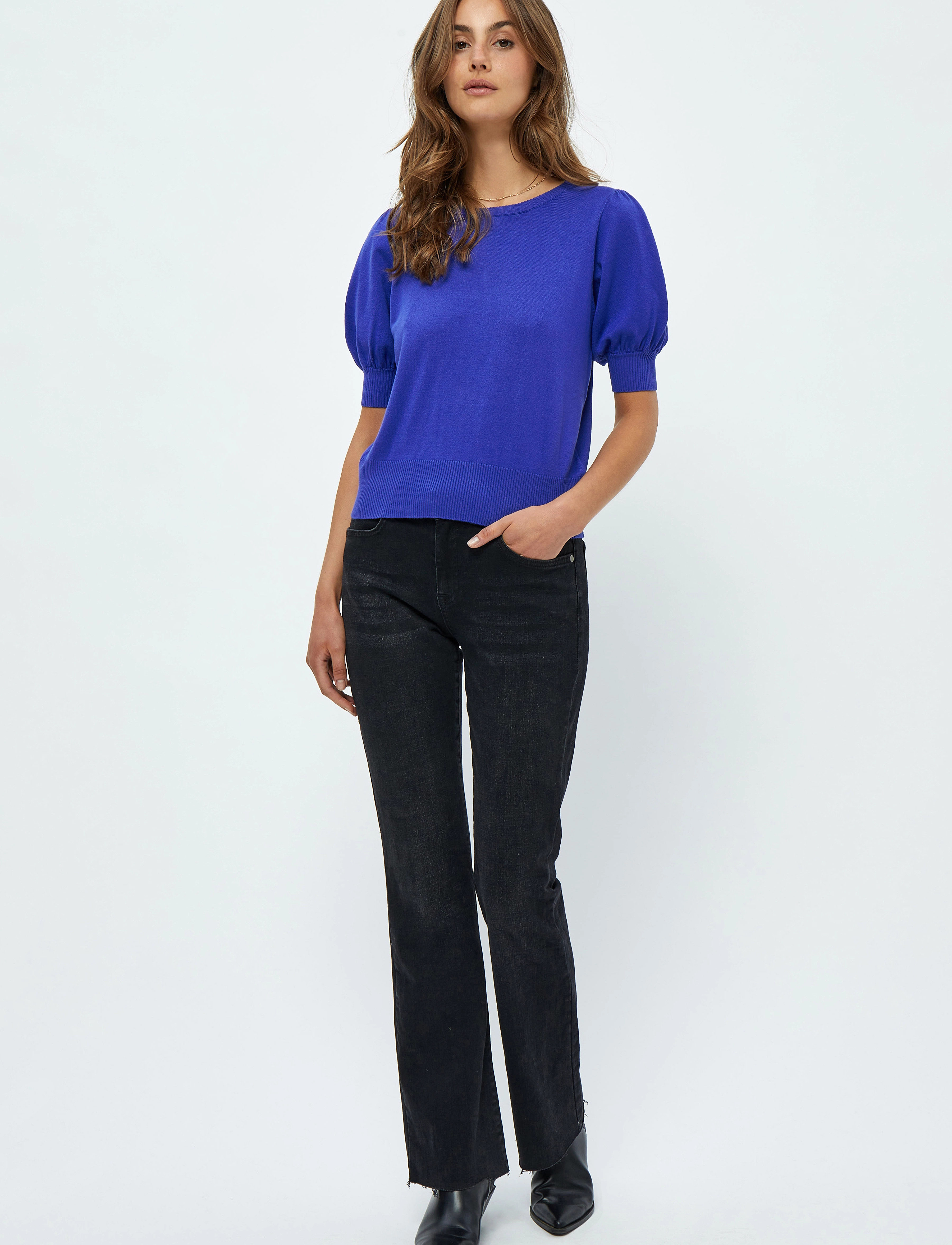 Minus - Liva Strik T-Shirt - kortärmade blusar - royal blue - 4