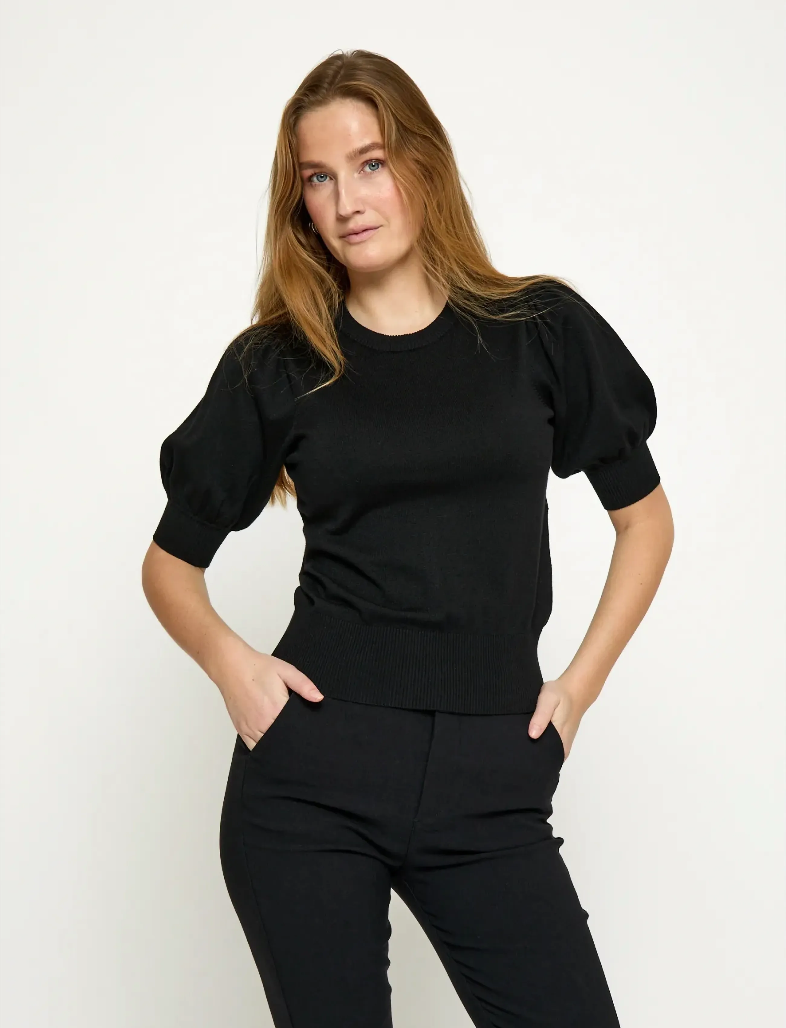Minus Liva Strik T-Shirt, XL, Black, Strik > Trøjer, Dame