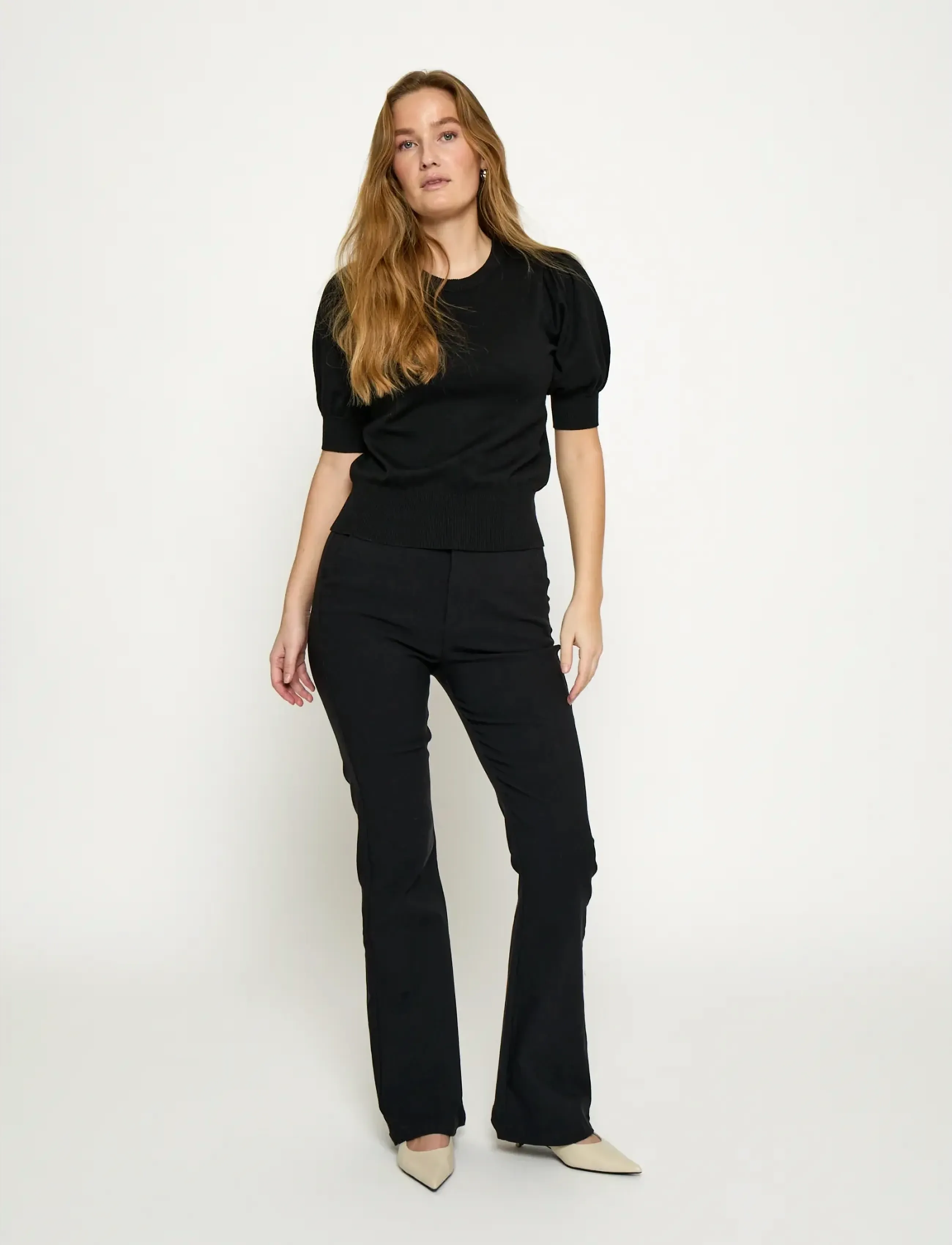 Minus - Liva Strik T-Shirt - kortärmade blusar - sort - 4