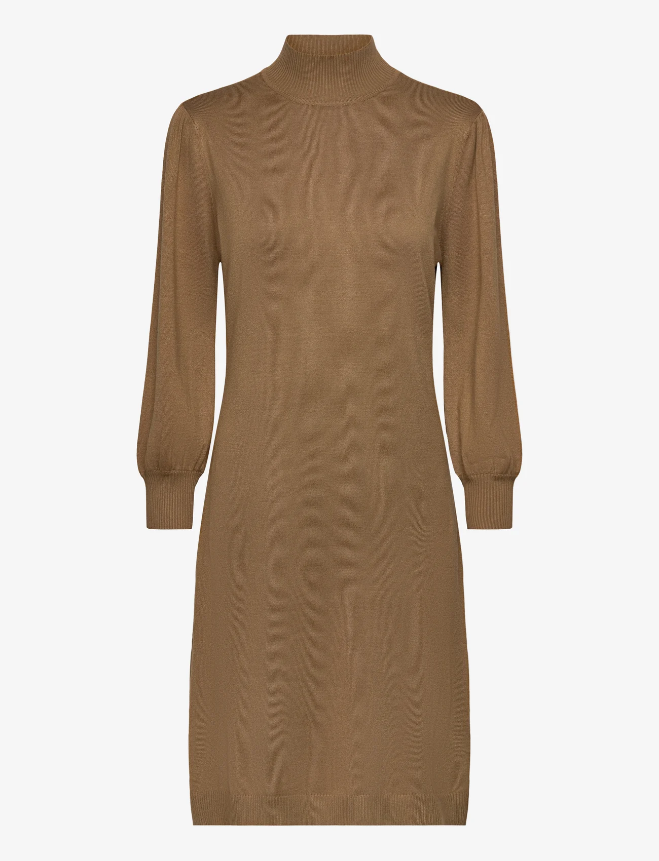 Minus - Mersin highneck knit dress - sukienki dzianinowe - ermine brown - 0