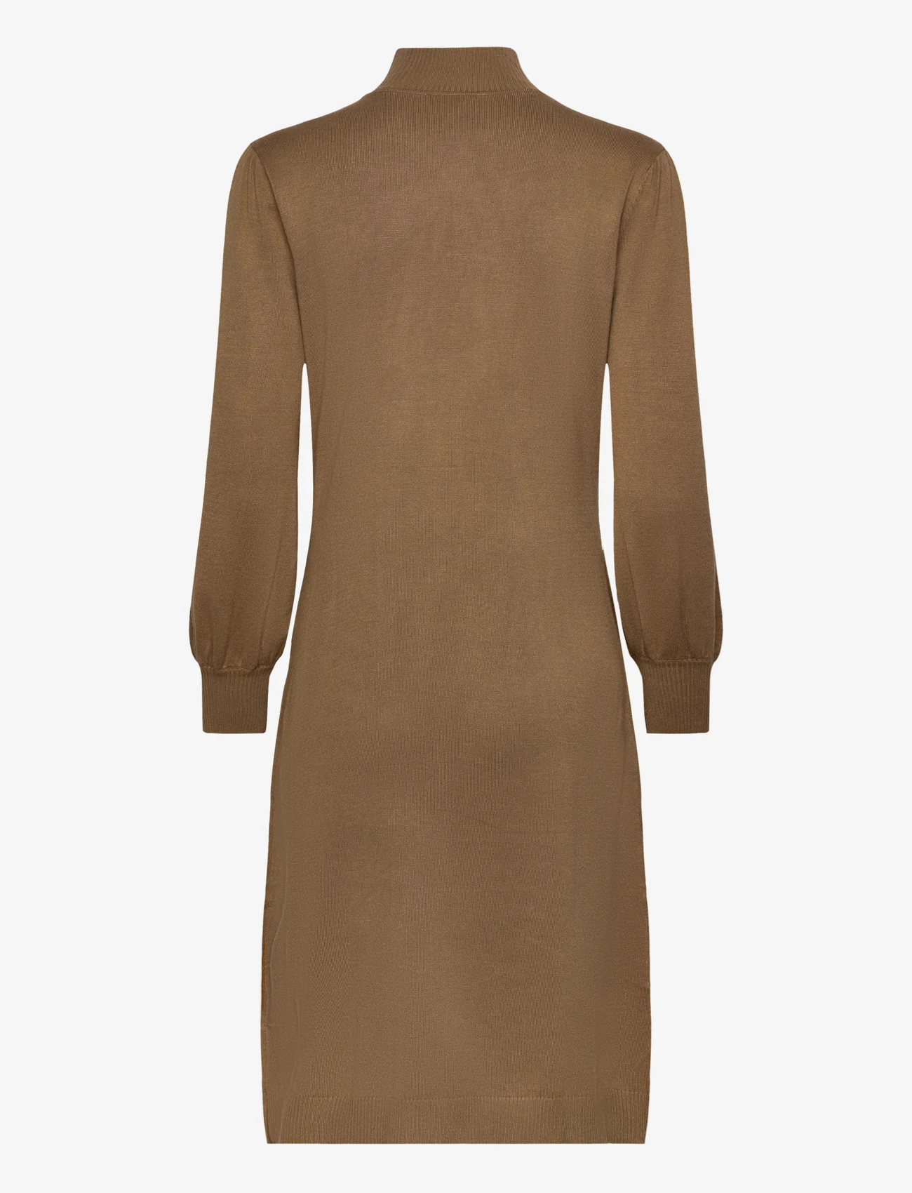 Minus - Mersin highneck knit dress - sukienki dzianinowe - ermine brown - 1