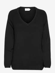 Minus - Peony V- neck Pullover - gebreide truien - black - 0