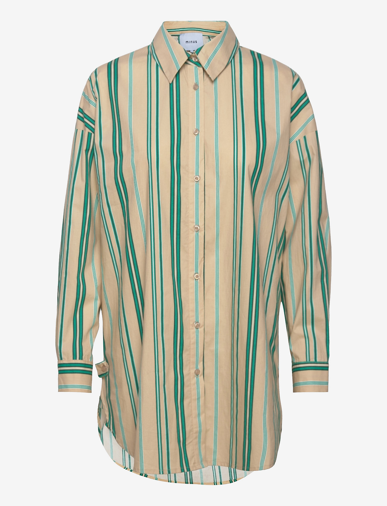 Minus - April Oversize Shirt - langermede skjorter - ivy green stripes - 0
