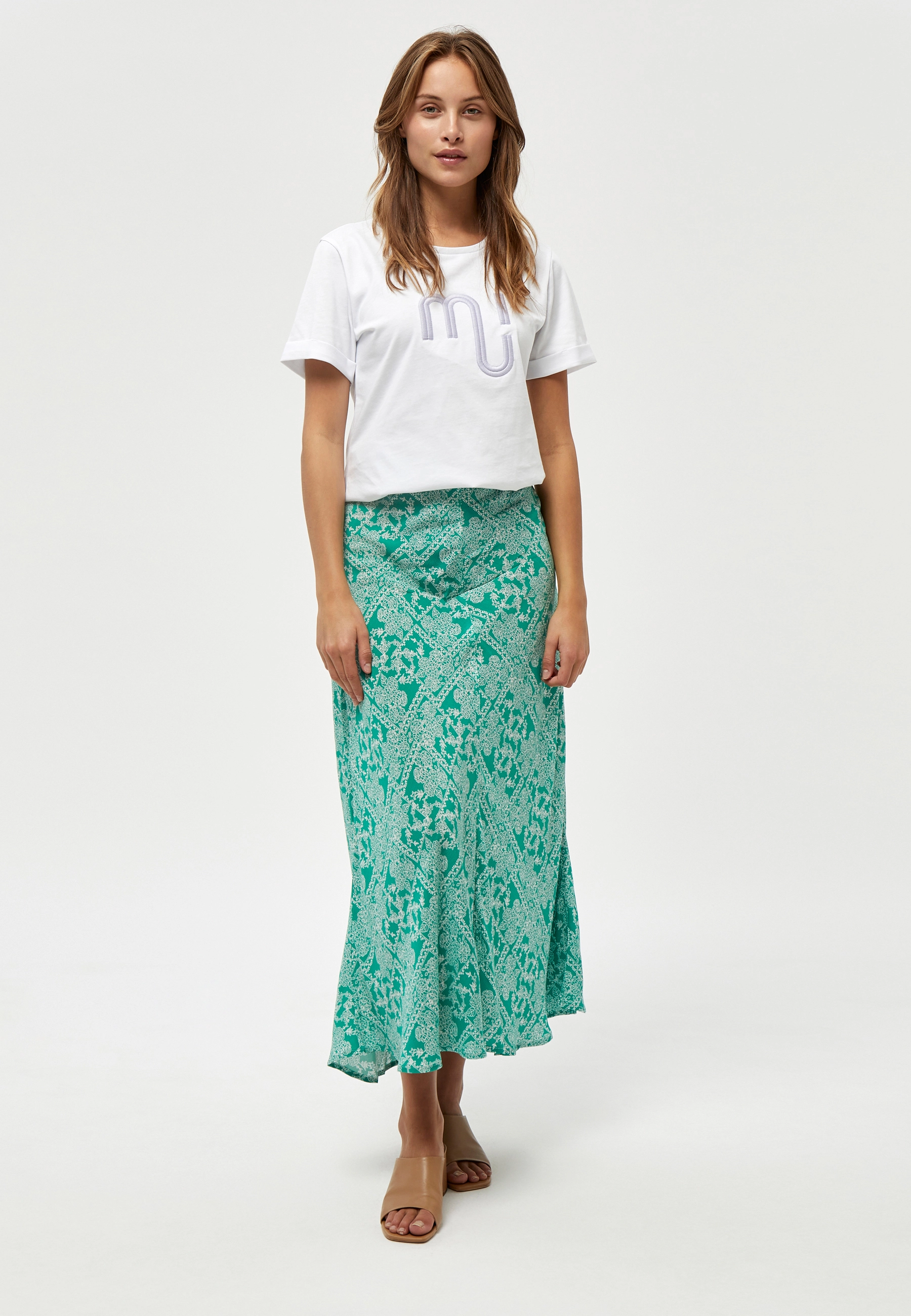Minus - Aika Skirt - ivy green patchwork print - 4