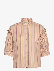 Minus - Yuna Shirt - kurzämlige blusen - yellow straw stripes - 0