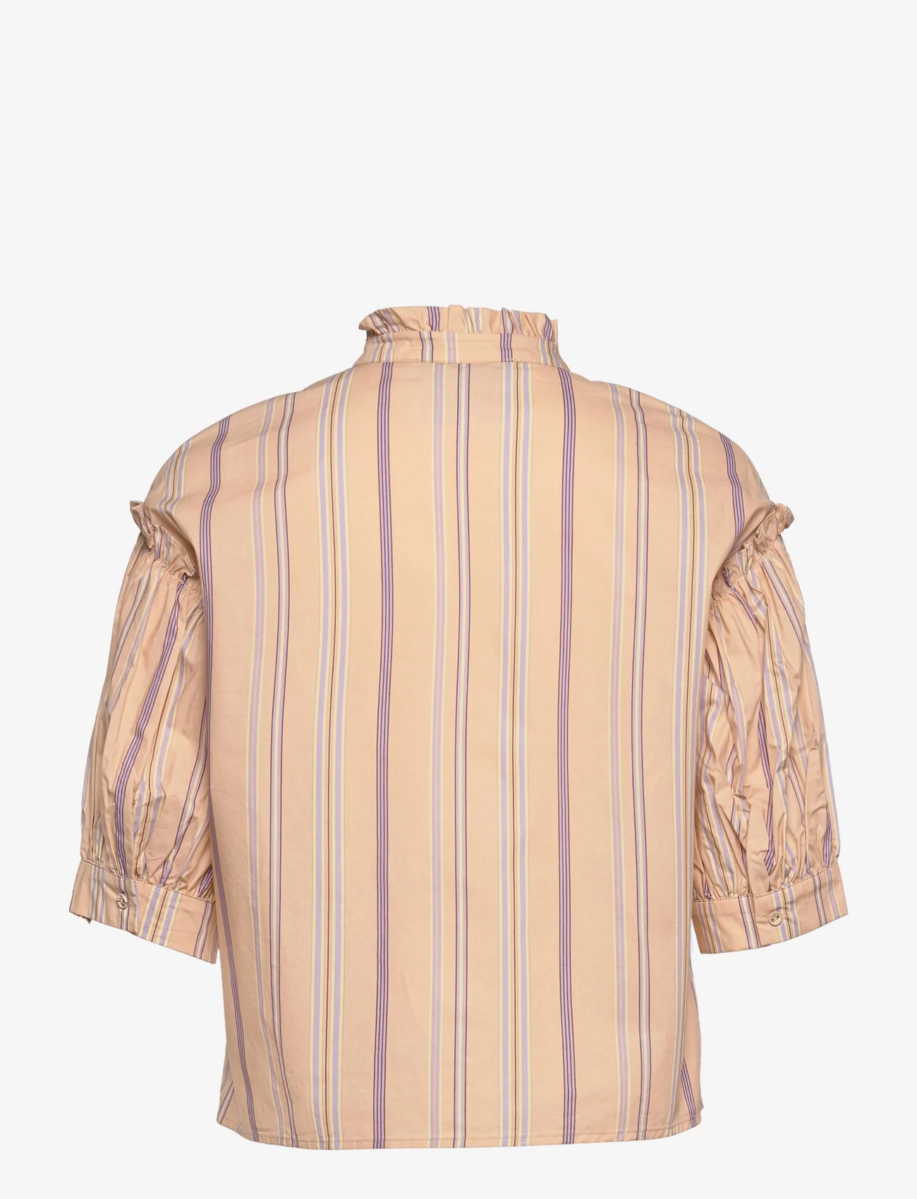 Minus - Yuna Shirt - kortermede bluser - yellow straw stripes - 1