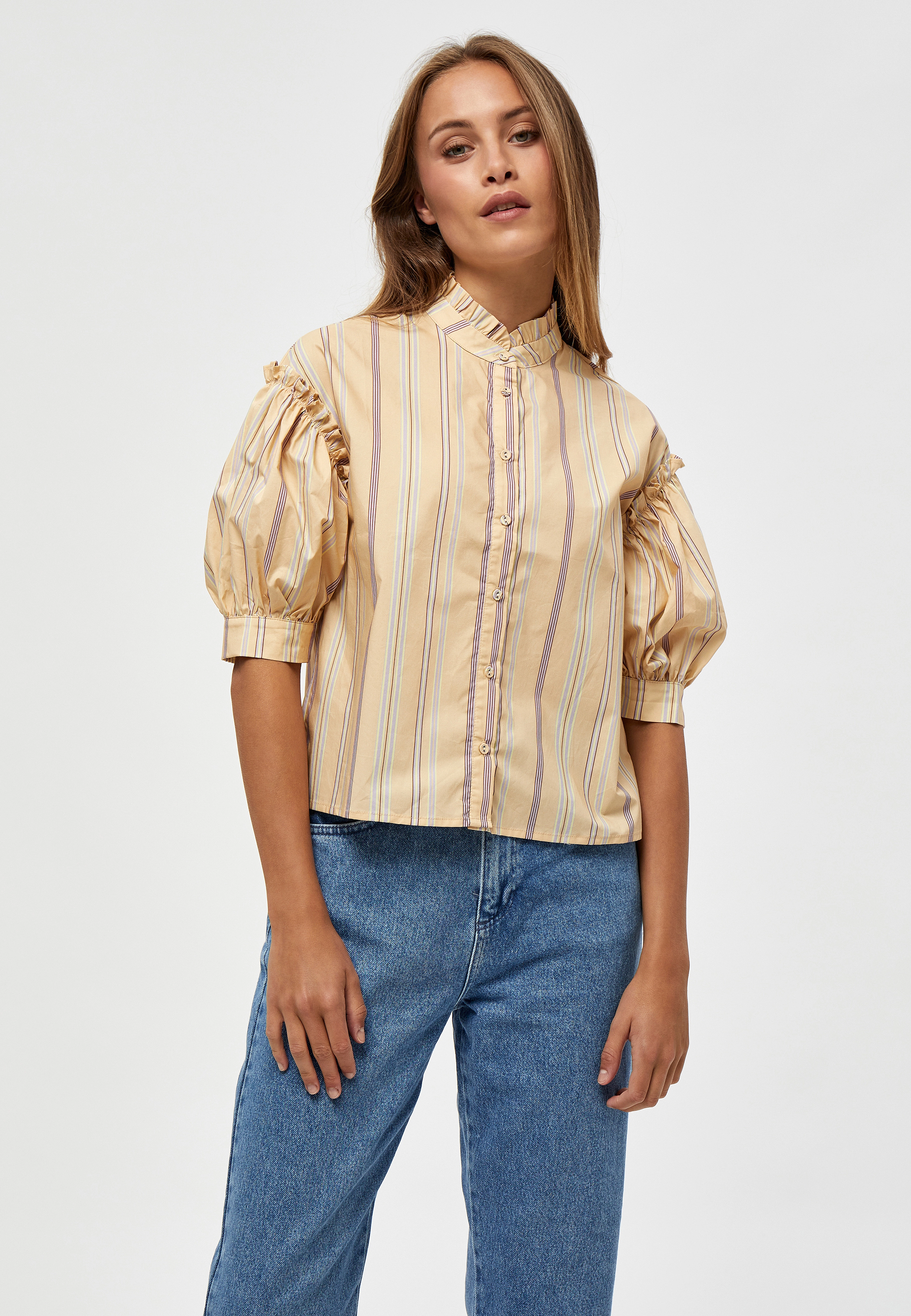 Minus - Yuna Shirt - yellow straw stripes - 2