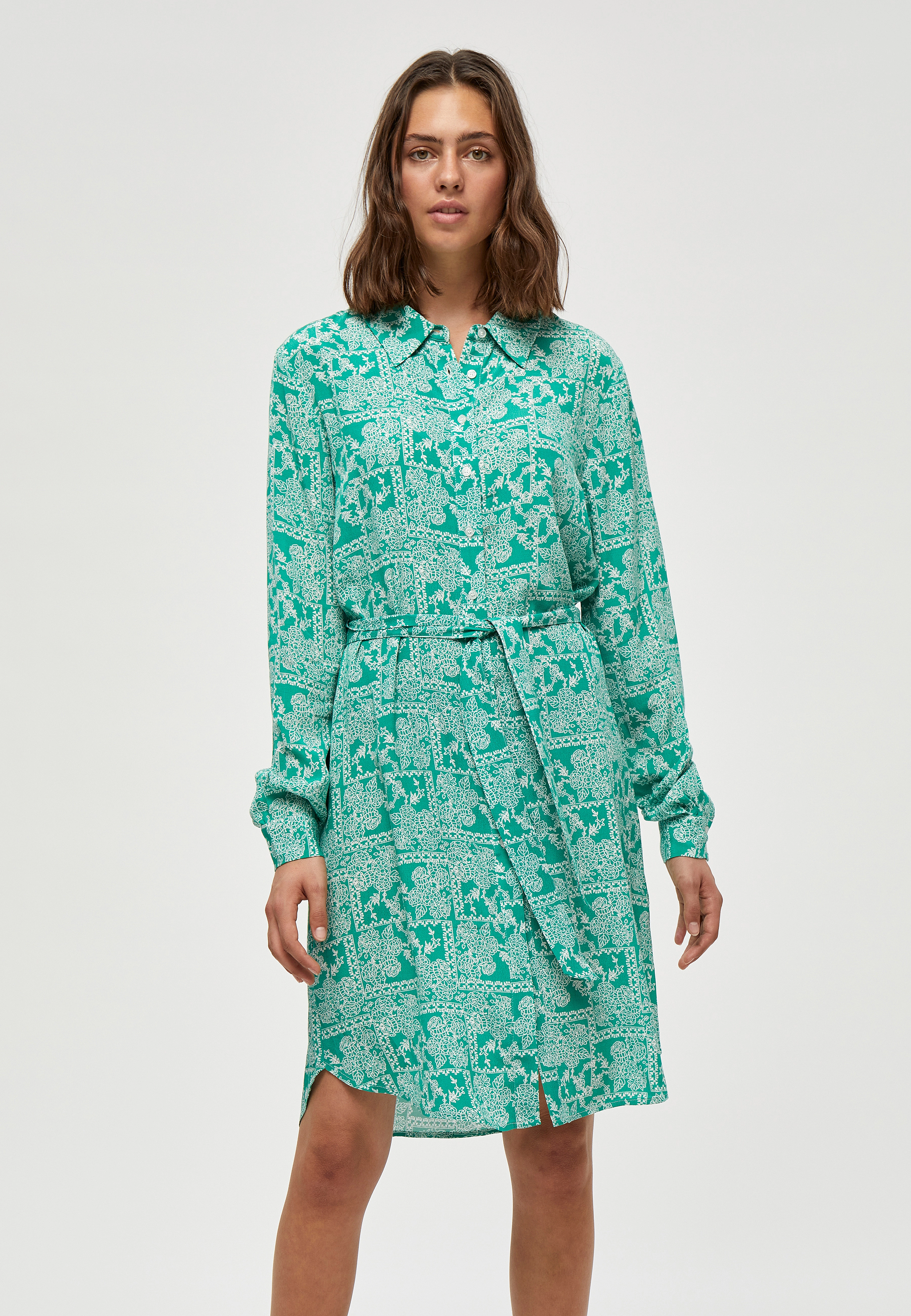Minus - Aika Shirtdress - ivy green patchwork print - 2