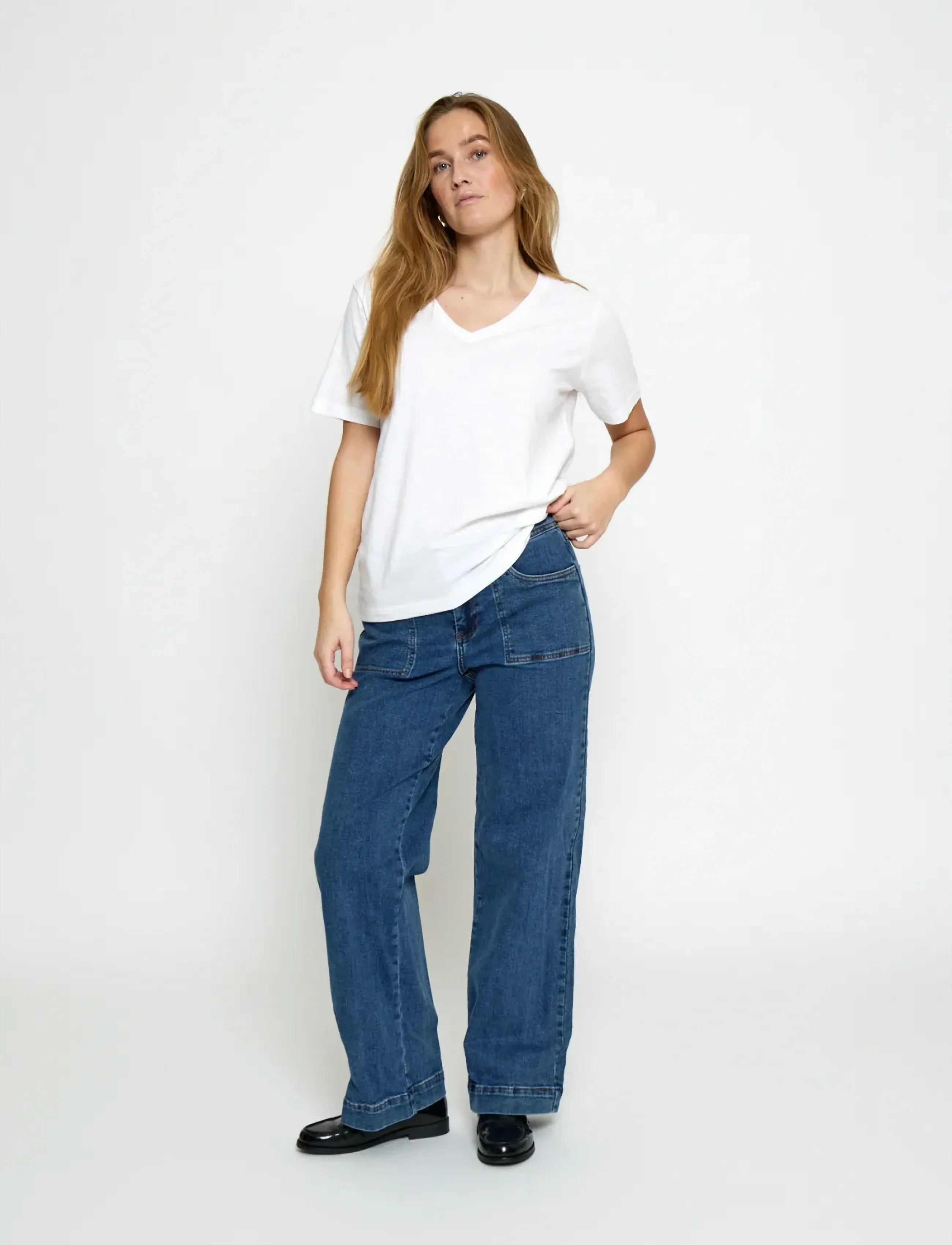 Minus - Leti V-hals T-shirt - t-shirts - hvid - 4