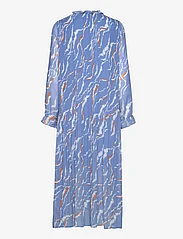 Minus - Rikka Mia V-neck Long Dress - sukienki do kolan i midi - denim blue graphic print - 2