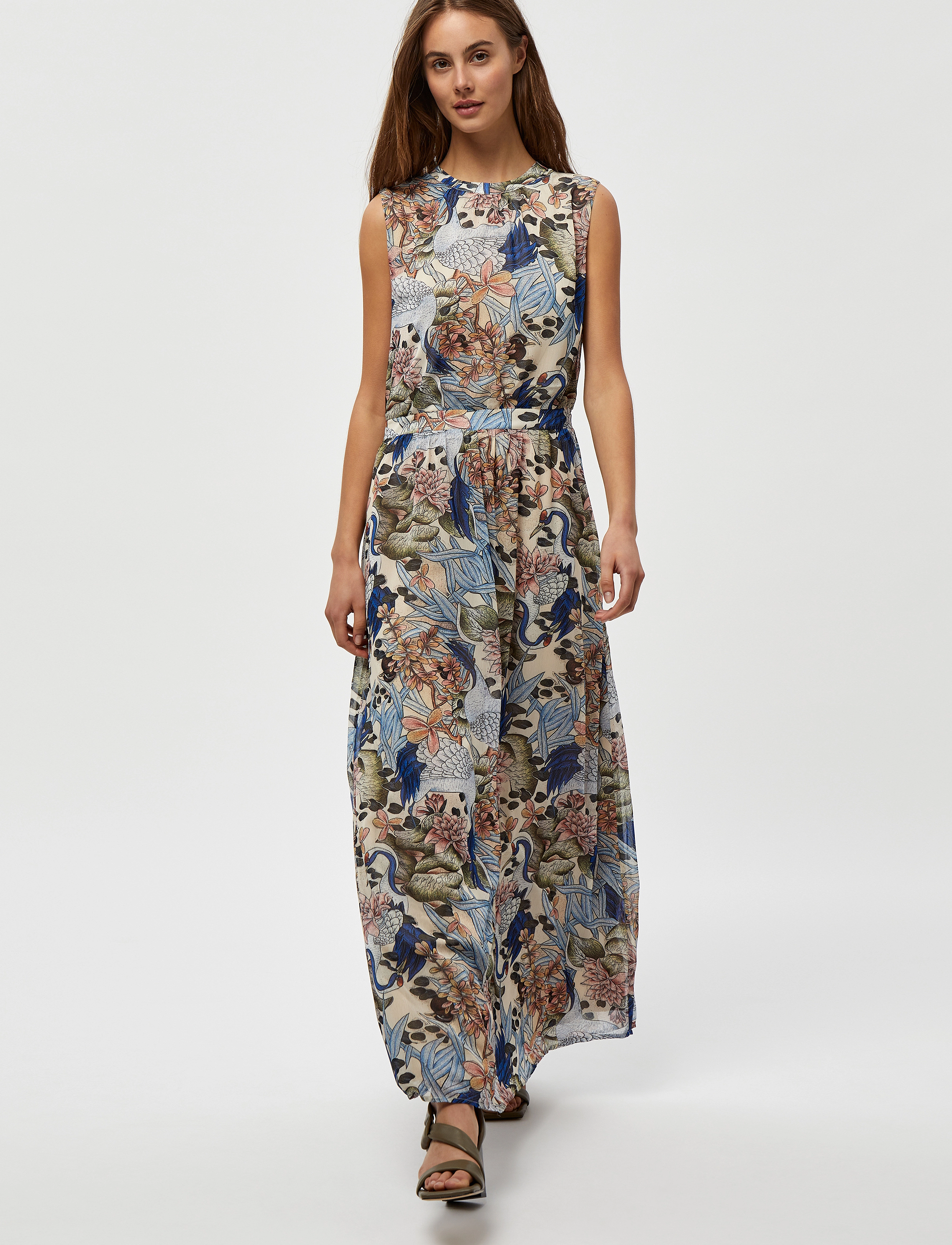 Minus - Vinja Long Dress - green field flower print - 2