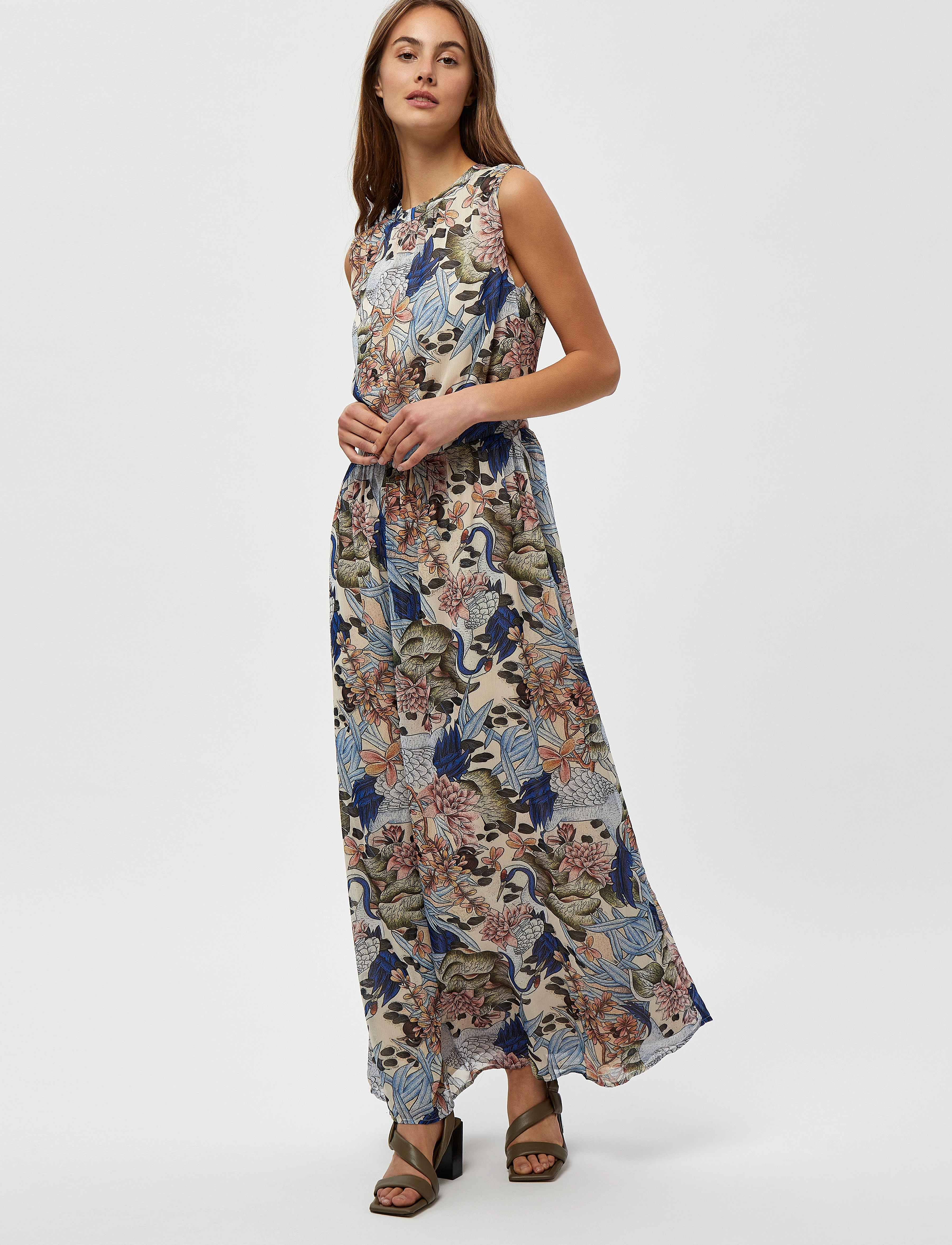 Minus - Vinja Long Dress - green field flower print - 5
