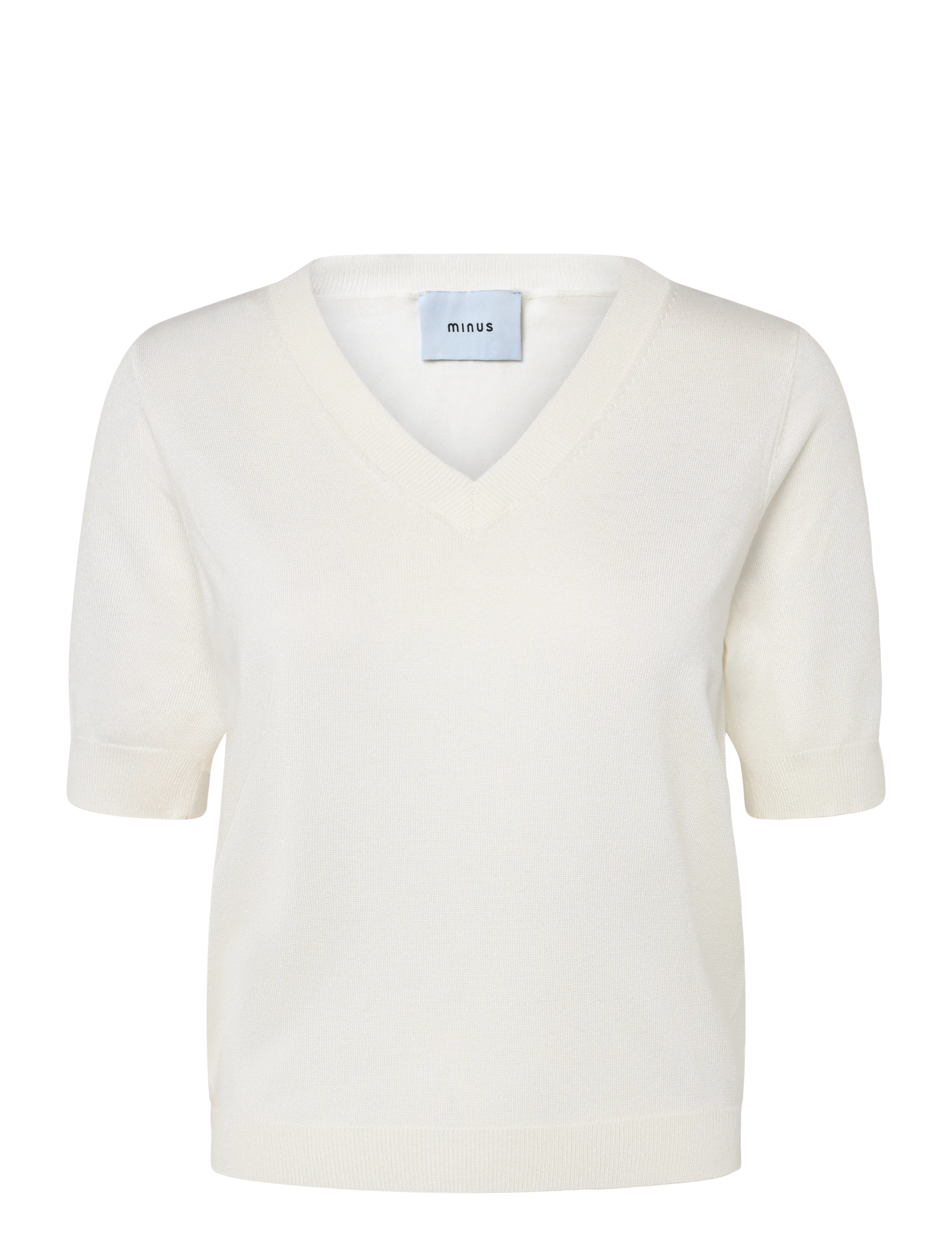 MINUS Milla V-Hals Strik T-Shirt Weiß - L - Damen