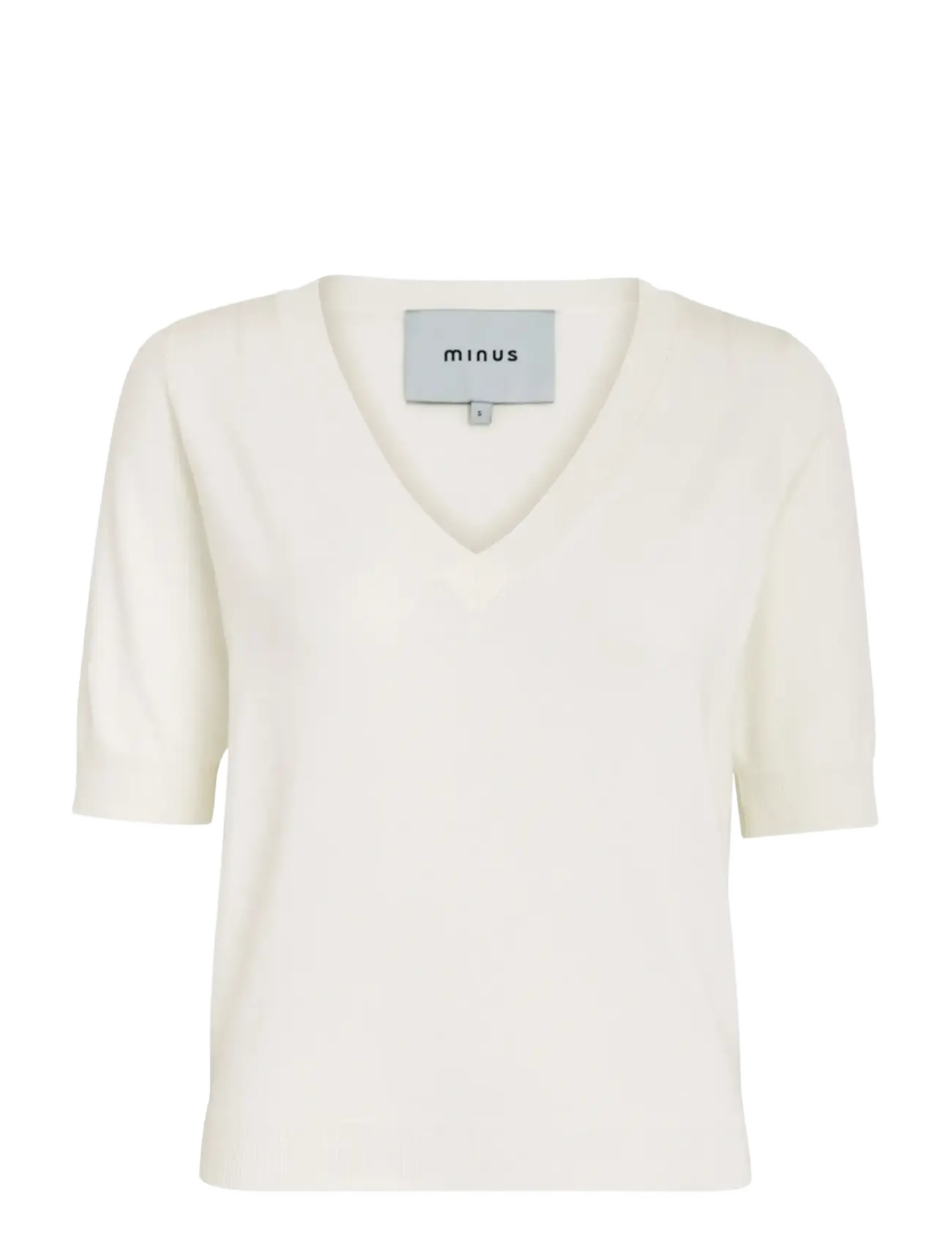 Minus Milla V-hals Strik T-shirt - Clothing - BROKEN WHITE / white