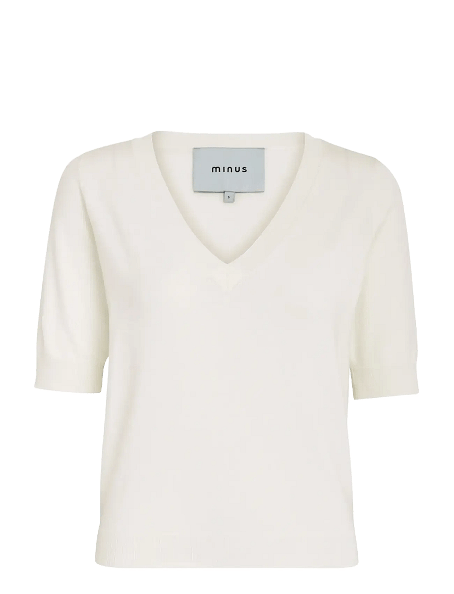 Minus - Milla V-hals Strik T-shirt - broken white - 1
