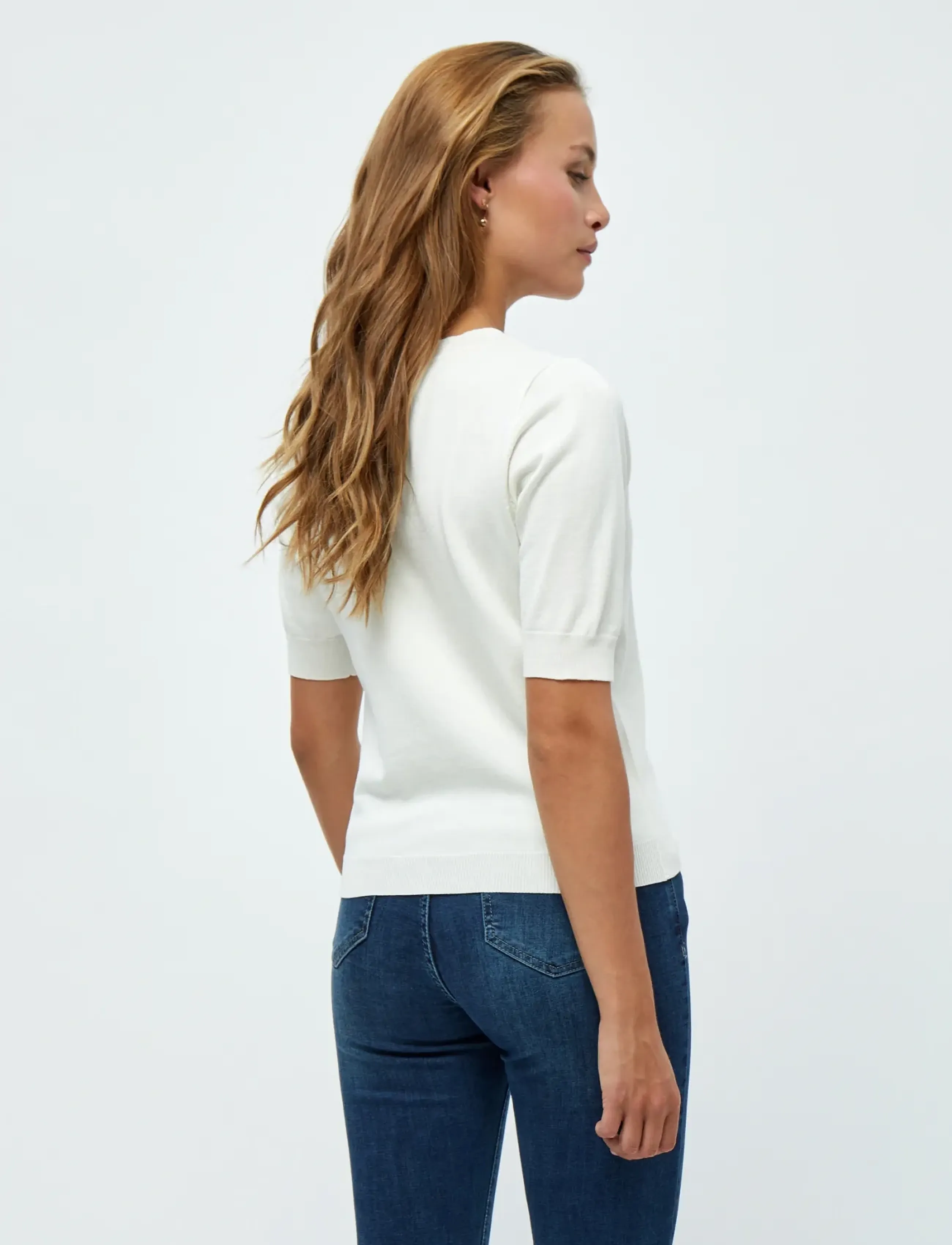 Minus - Milla V-hals Strik T-shirt - broken white - 2