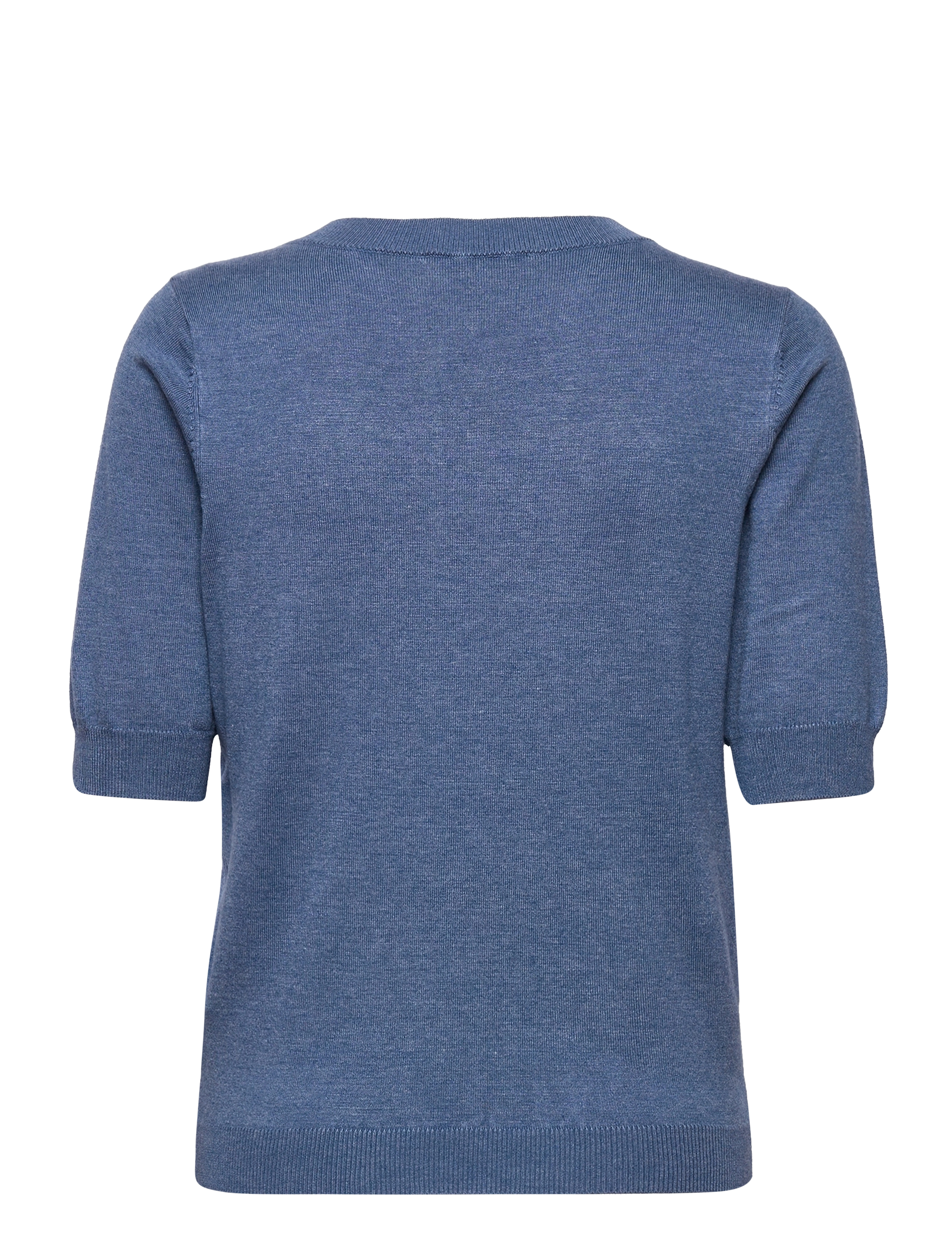 Minus - Milla V-hals Strik T-shirt - denim blue melange - 2