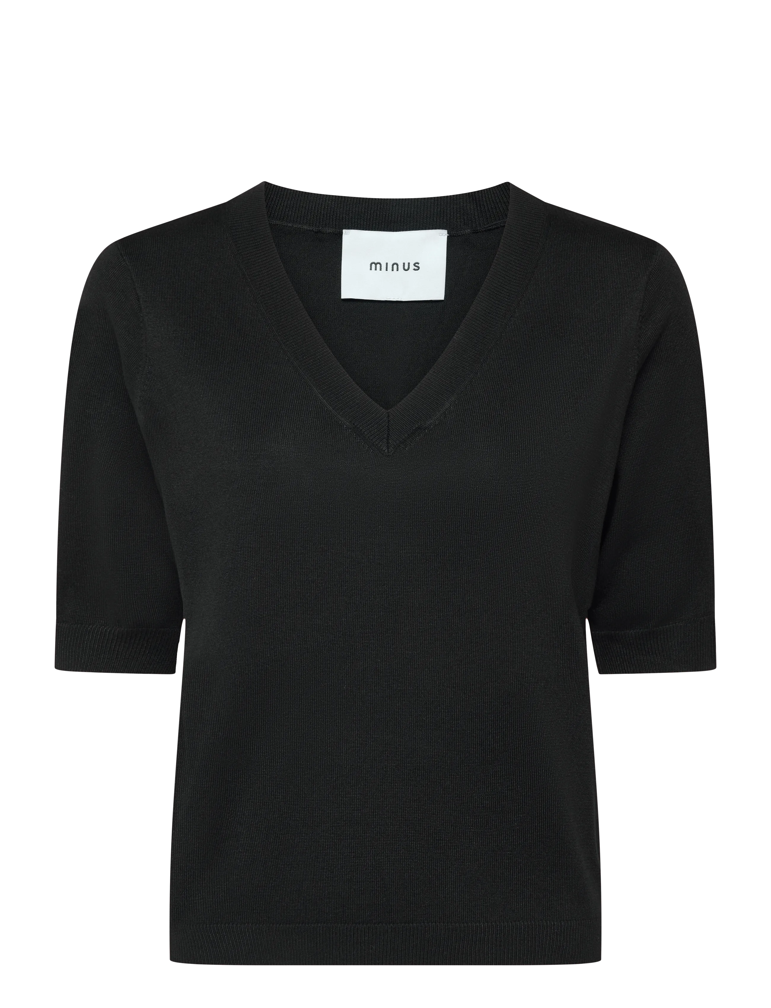 MINUS Milla V-Hals Strik T-Shirt Schwarz - L - Damen