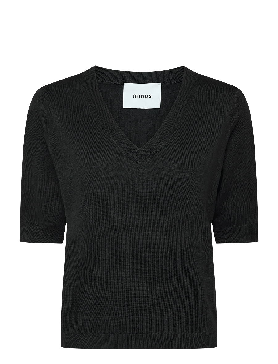 Minus - Milla V-hals Strik T-shirt - pullover - sort - 1