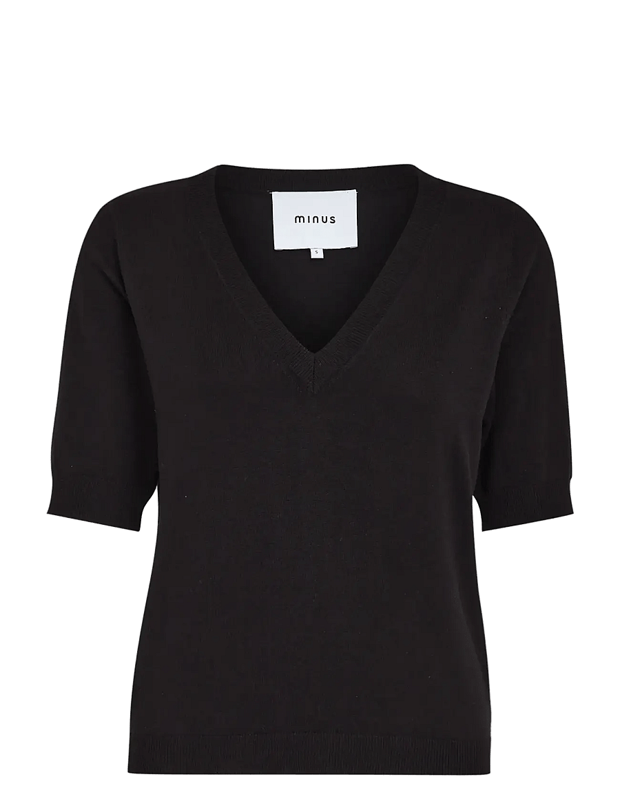 Minus - Milla V-hals Strik T-shirt - pullover - sort - 1
