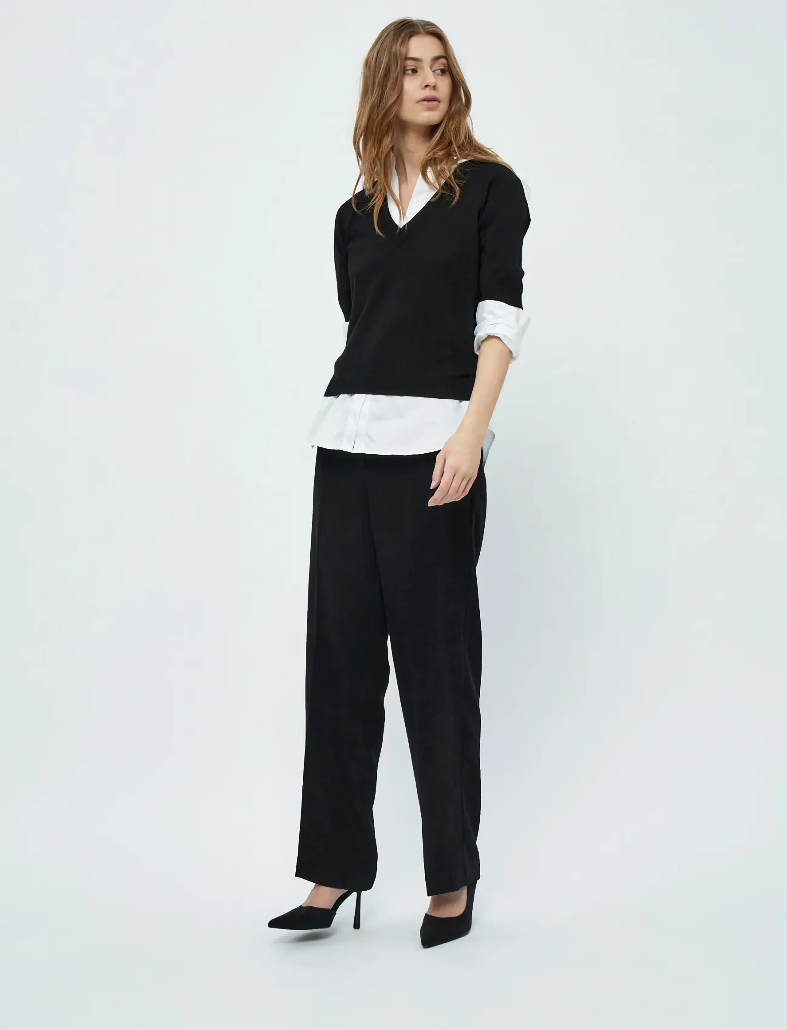 Minus - Milla V-hals Strik T-shirt - pullover - sort - 3