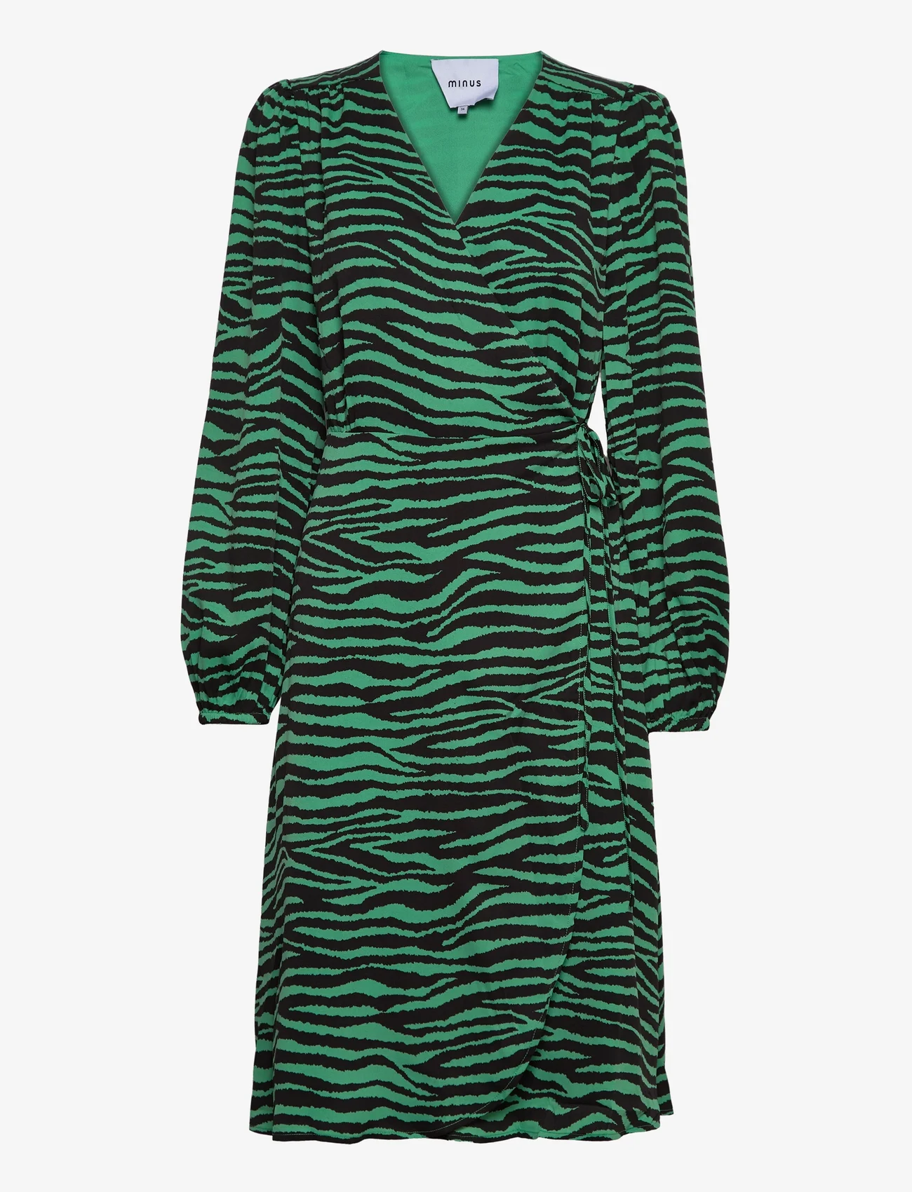 Minus - Evelyn Wrap Dress - omslagskjoler - apple green animal print - 0