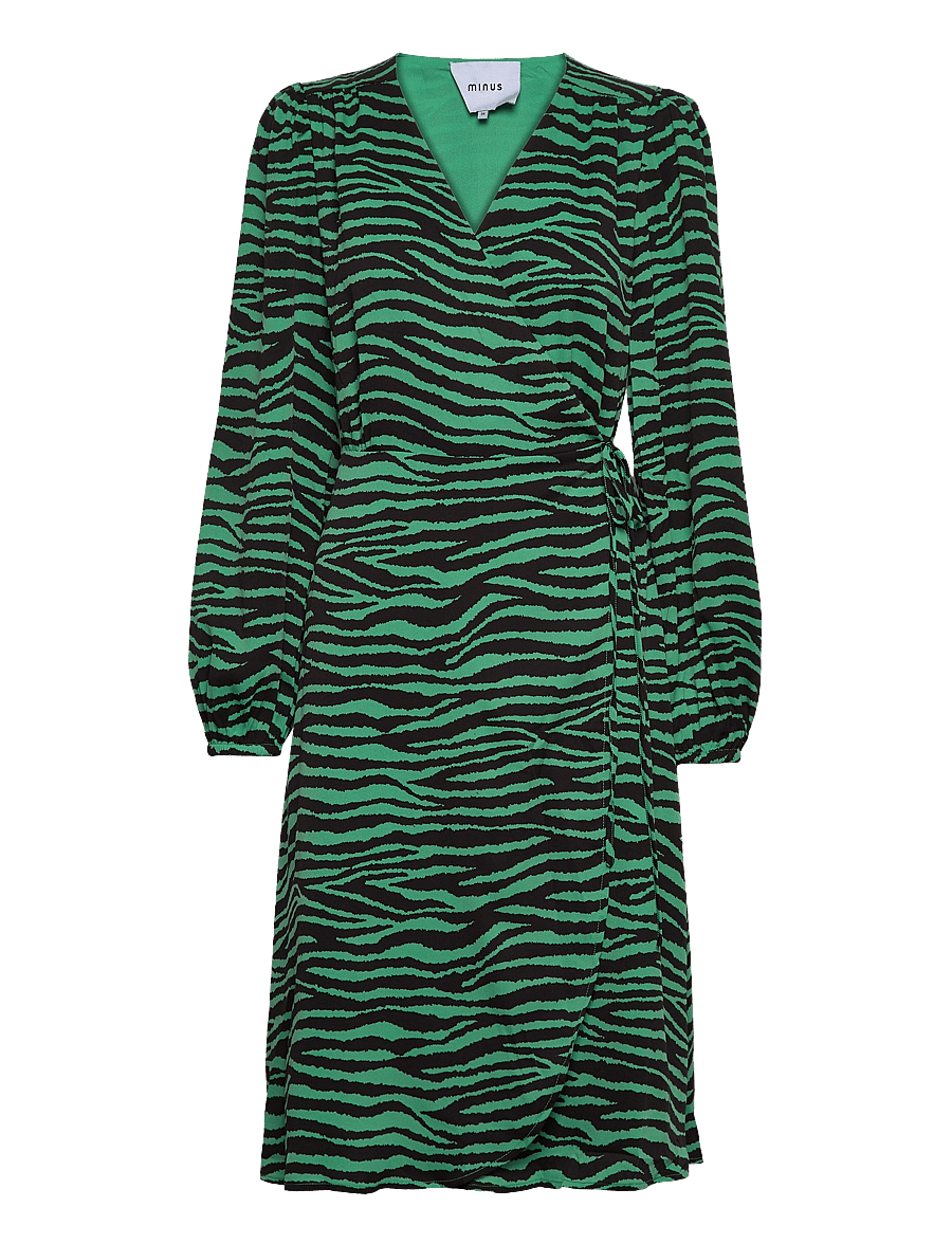 Minus - Evelyn Wrap Dress - omslagskjoler - apple green animal print - 0